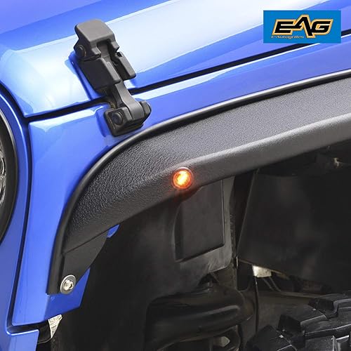 EAG Guardabarros delantero con luces LED de águila, resistente, apto para Wrangler JK 07-18