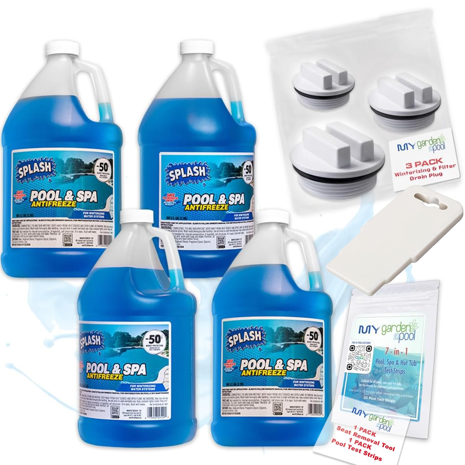 Splash Pool & Spa Antifreeze with My Garden Pool 7 in 1 Test Strips & 1.5