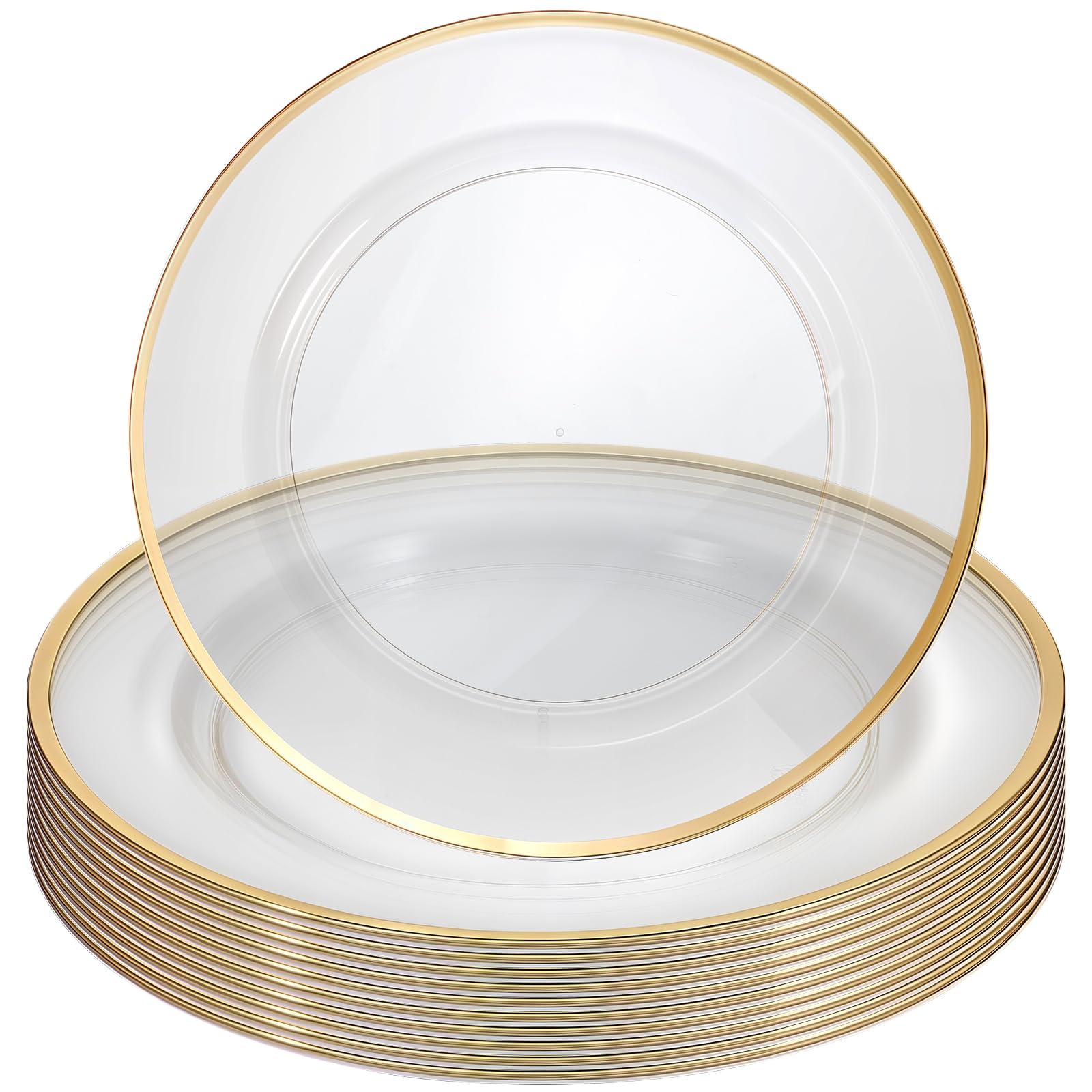 25 Pack Charger Plates Bulk Clear Charger Plates with Gold Trim 12