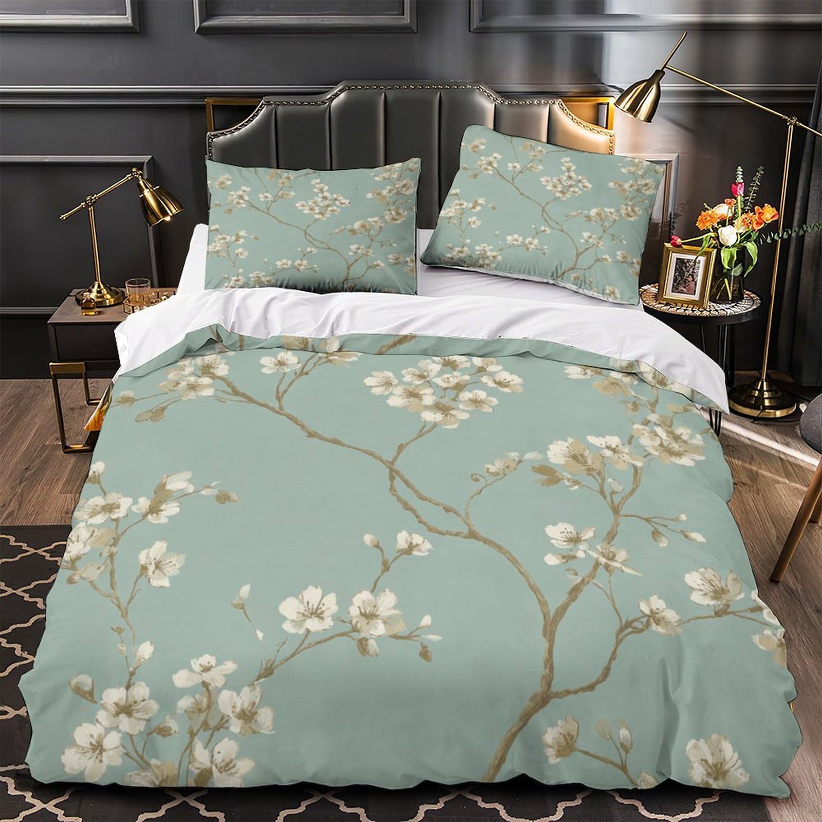 Housse de couette super douce imprimé 3D haut de gamme cerisiers