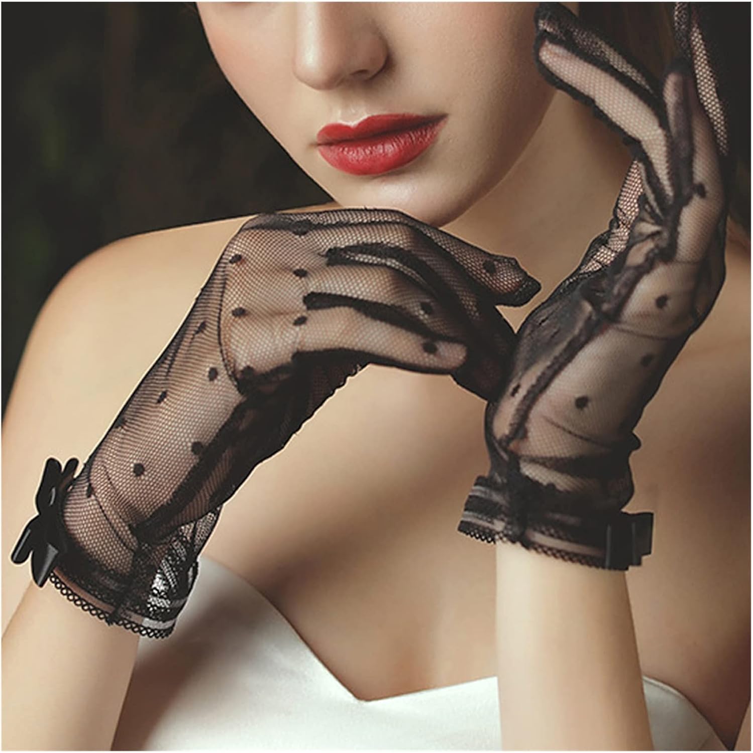 Ladies Lace Gloves Short Finger Chiffon Ceremony Gloves Stretch Gloves Leaf Tulle Wedding Gloves