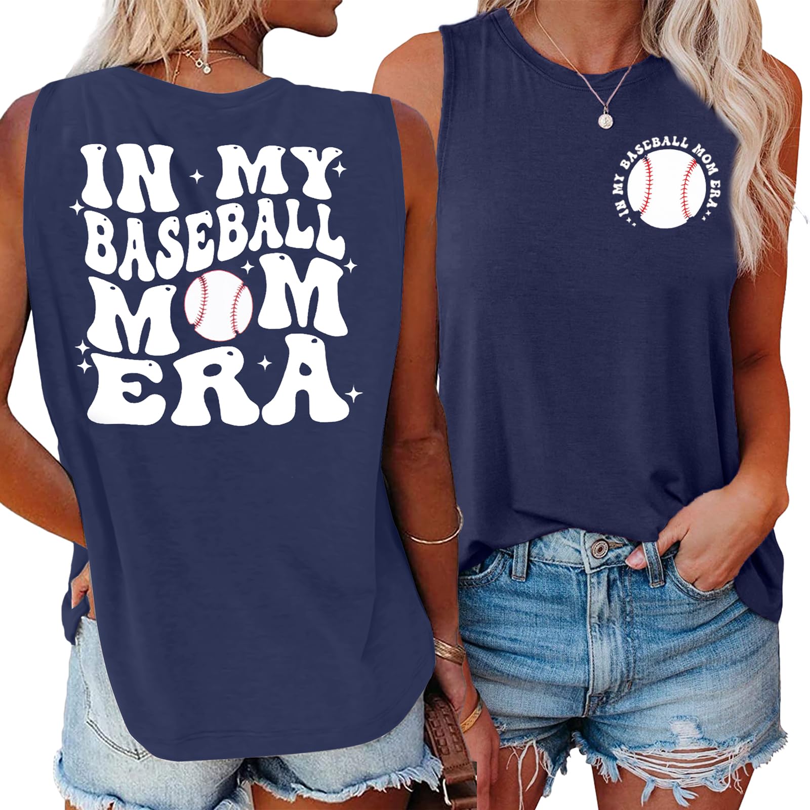 Baseball Mom Shirts for Women Baseball Graphic Tank Tops Casual Sleeveless Tee Shirt Game Day Vest Top