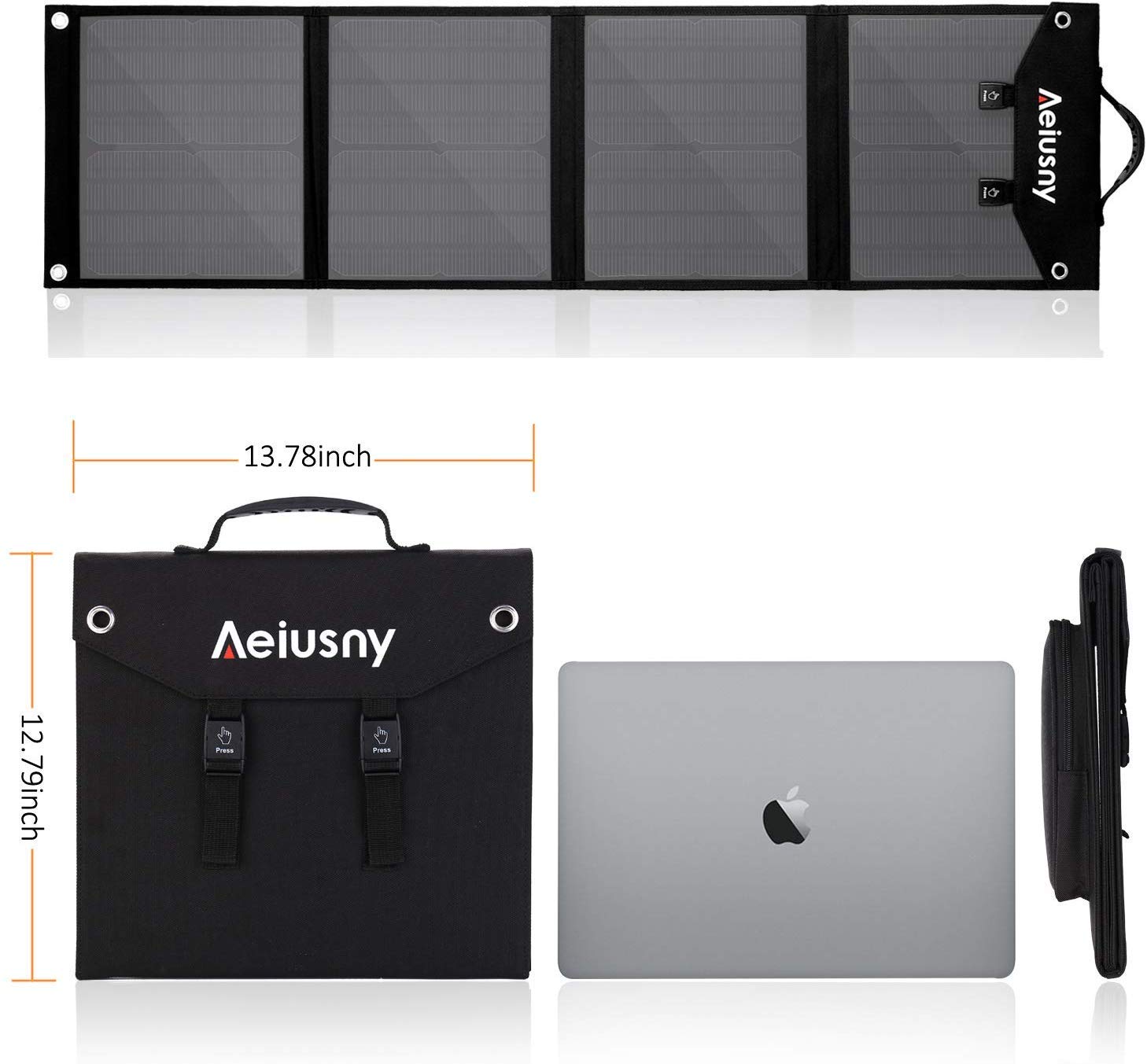 Aeiusny Solar Panel Foldable 60W Portable Solar Charger for Suaoki