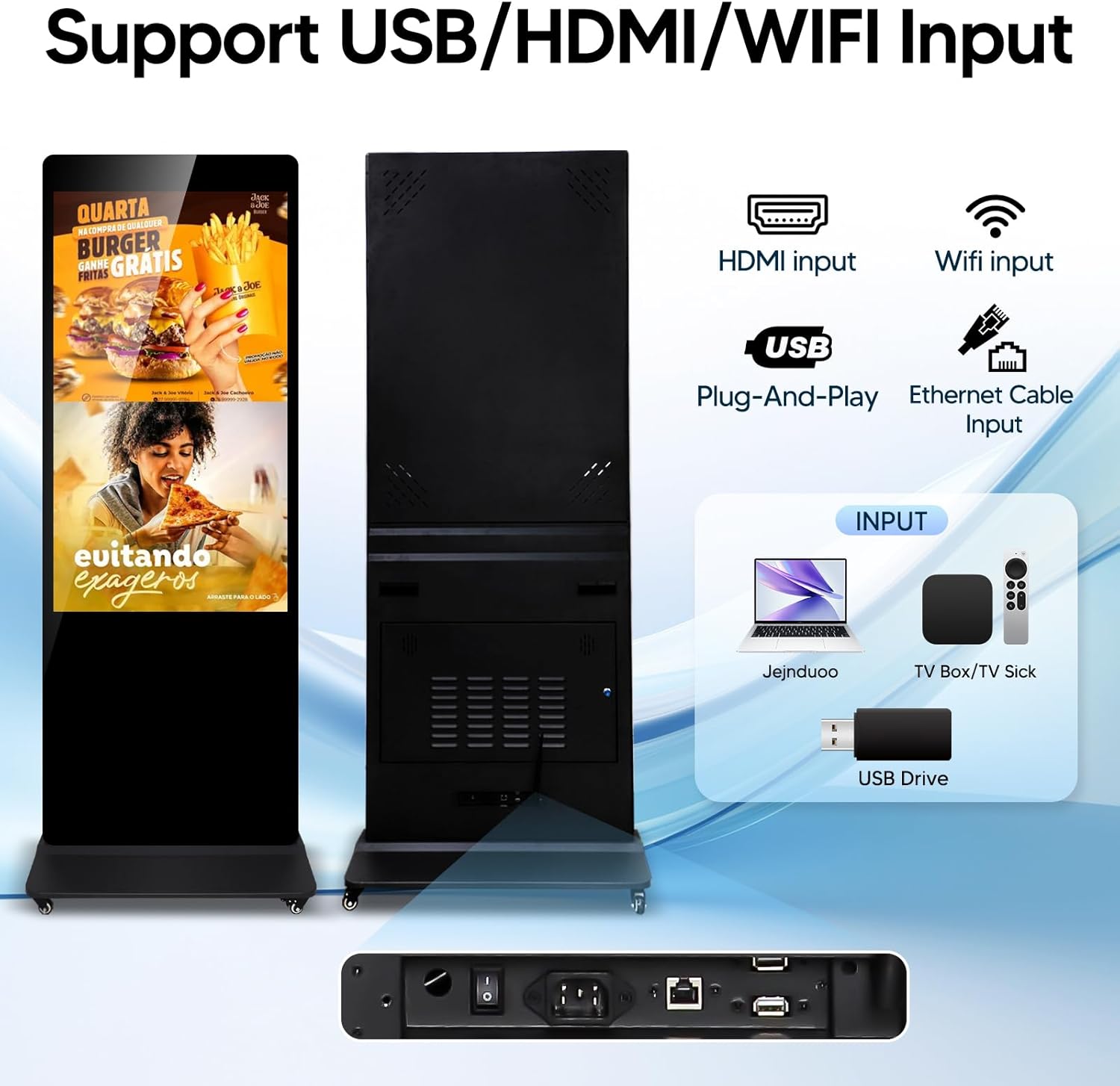 65" Digital Signage Displays Kiosk Android 11.0, Indoor LCD Advertising Displays 4K Touchscreen Digital Kiosk, 4GB RAM & 64GB ROM, WiFi HDMI/USB/CMS System Auto Advertising Media Player