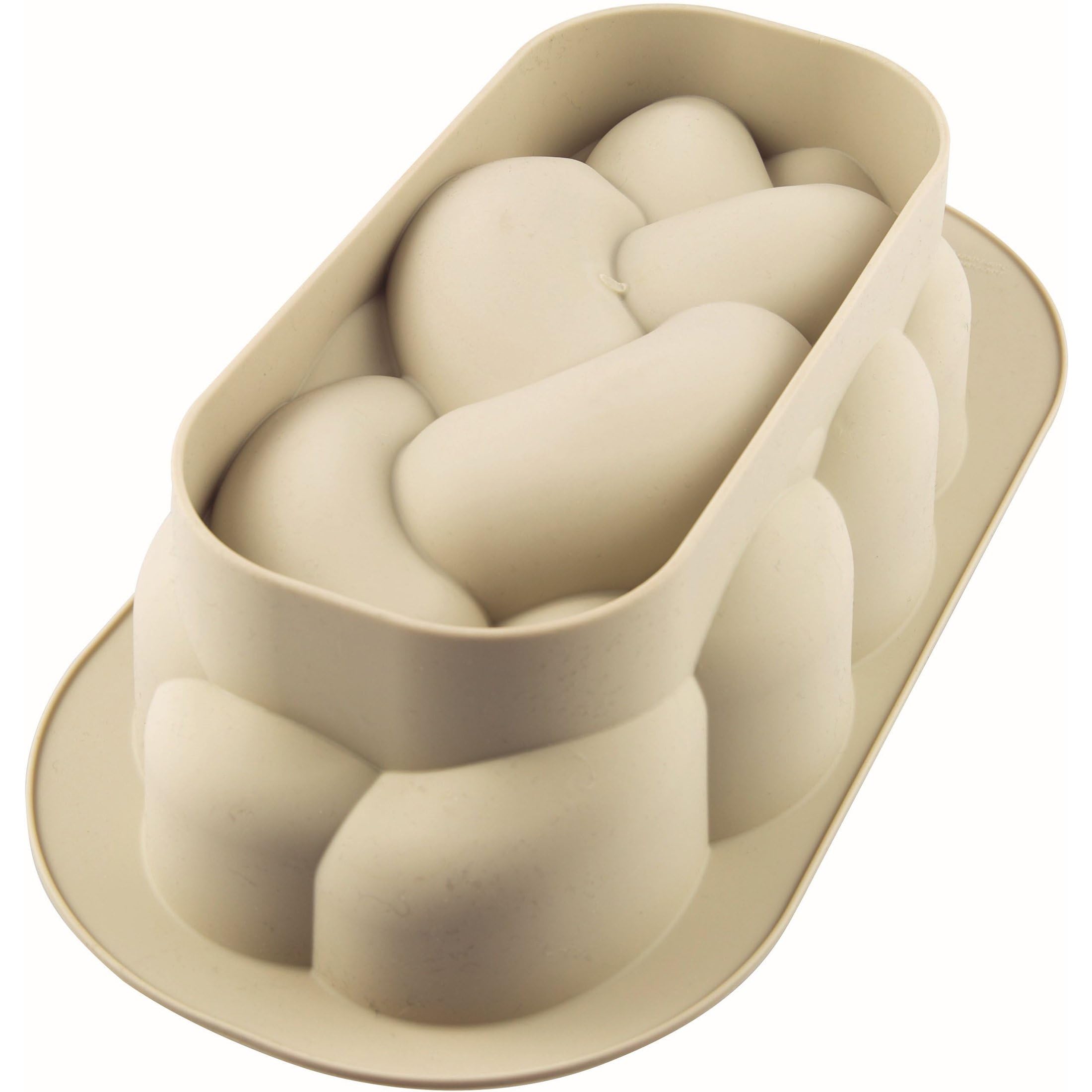 silikomart | Molde de Silicona para Tarta Moderna TRECCIA, Antiadherente, Juego de 3 Moldes con Safe Ring, 288 x 156 mm, h 83 mm, Volumen 2,1 l, Fabricado en Italia