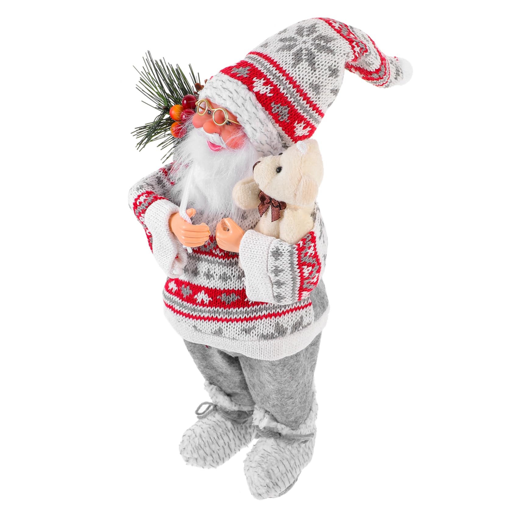 BESPORTBLE 3 Pz Bambola di Babbo Natale Decorazione Natalizia Statua di Babbo Natale in Piedi (Grigio Rosso) bricolage Natalizio lavoretti Natalizi statuina Natalizia Calze di Natale Stoffa