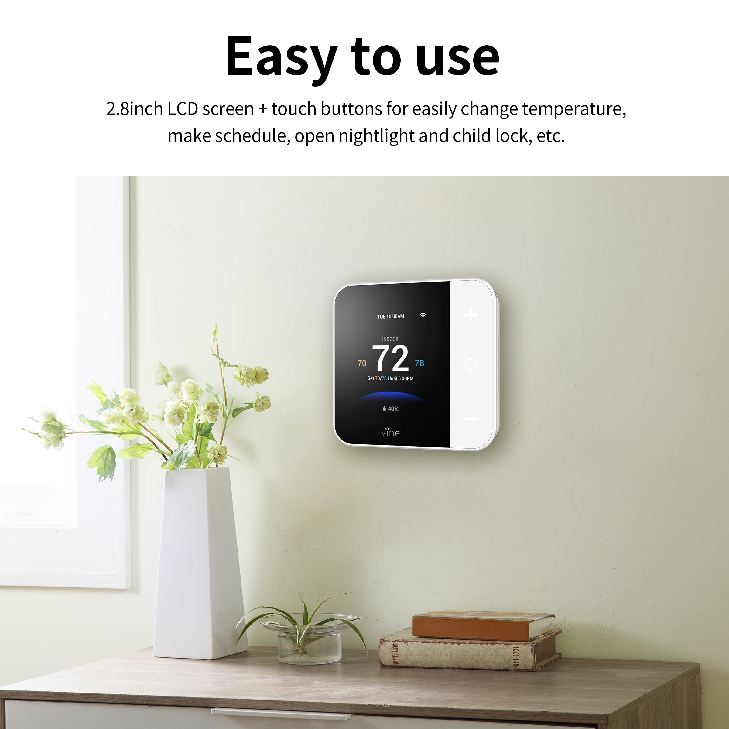 Vine Wi-Fi 7day u0026 8 Period Programmable Smart Home Thermostat - Wi-Fi  TJ-550, Compatible with Alexa u0026 Google Assistant, White - Amazon.com