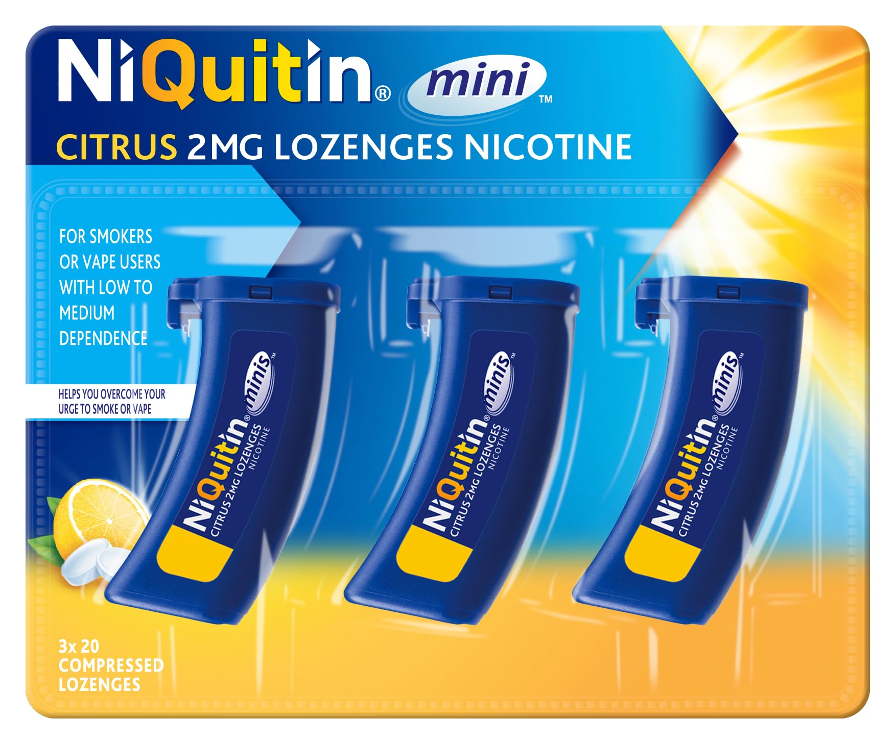 NiQuitin Minis Citrus Nicotine Lozenges 2mg, Pack of 60
