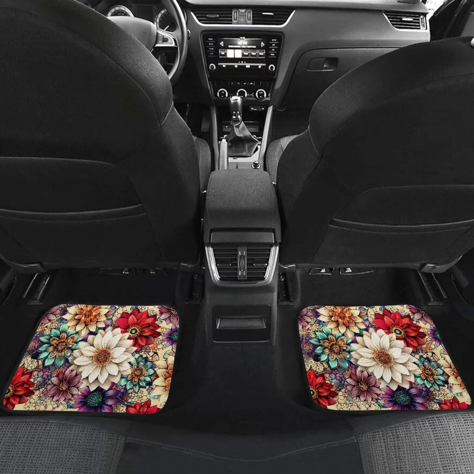 Cozeyat Boho Floral Car Floor Mats 2 Pack Car Floor Mats Heavy Duty All Weather Floor Mats Non — view 4