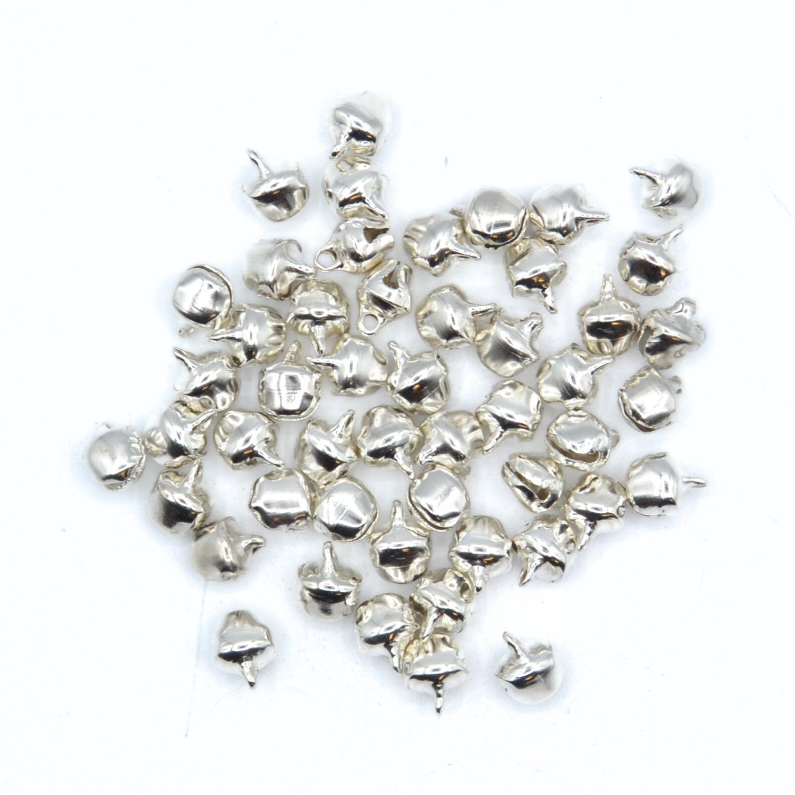 celloexpress 7.5mm Bright Silver Jingle Bells - Mini Christmas Craft DIY Festive Decorations Gift Wrap (Pack of 50) โ image 1