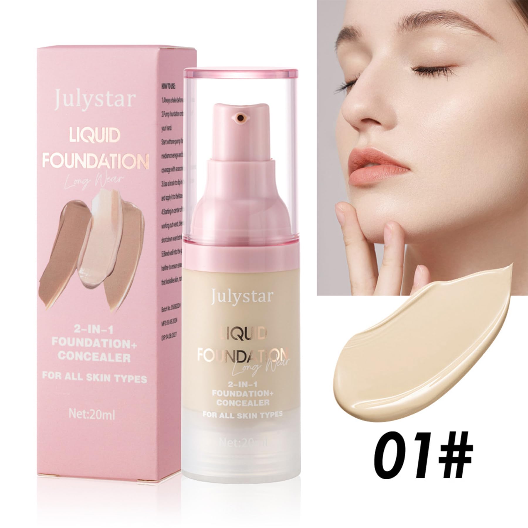 Matte Liquid Foundation, Long-lasting Waterproof 24H Full Coverage Makeup, Hydrating & Lightweight, Conceals Imperfections - Image 2