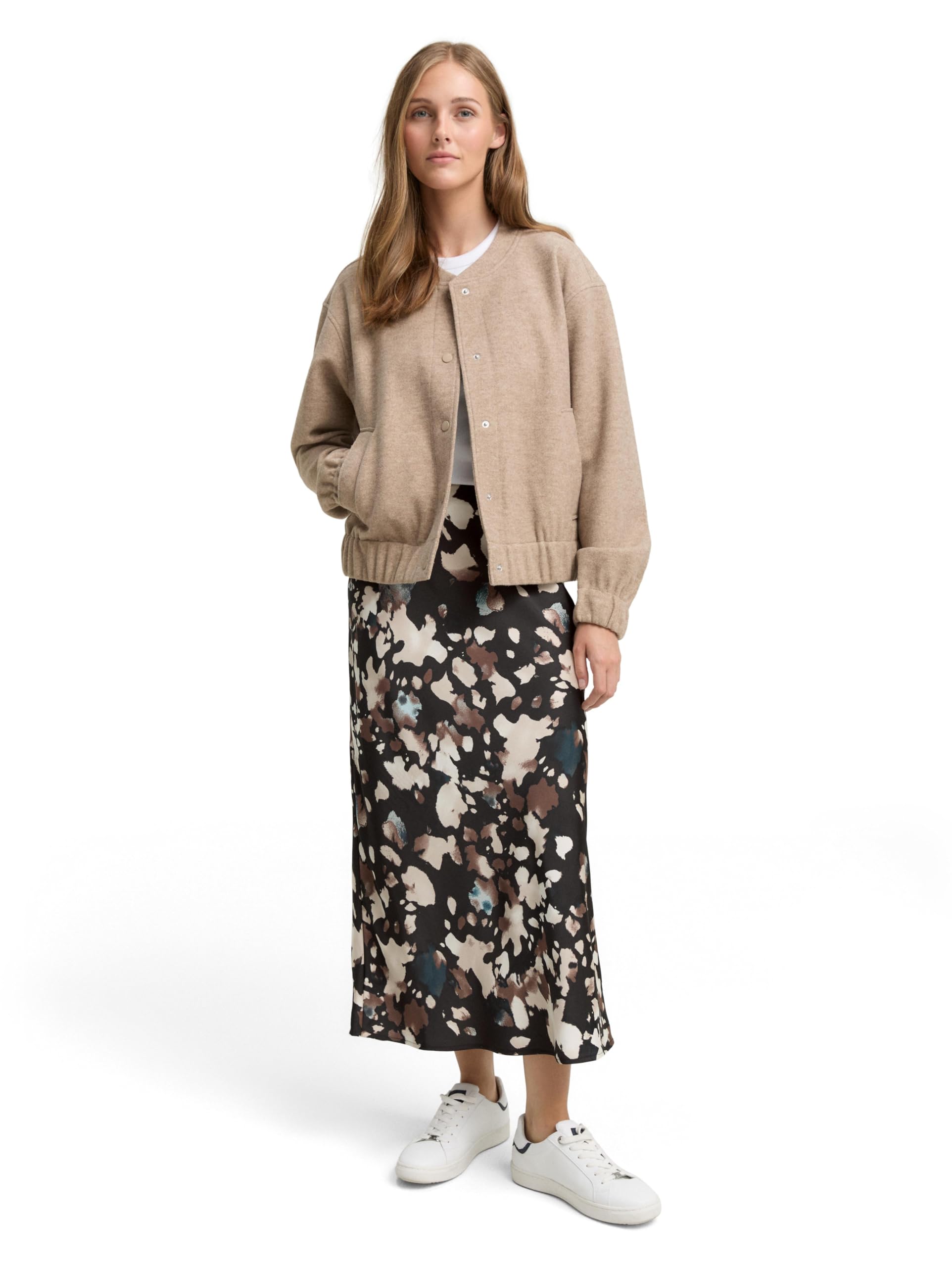 Tom Tailor Denim Damen 1047737 Midi-Rock in Satin-Optik