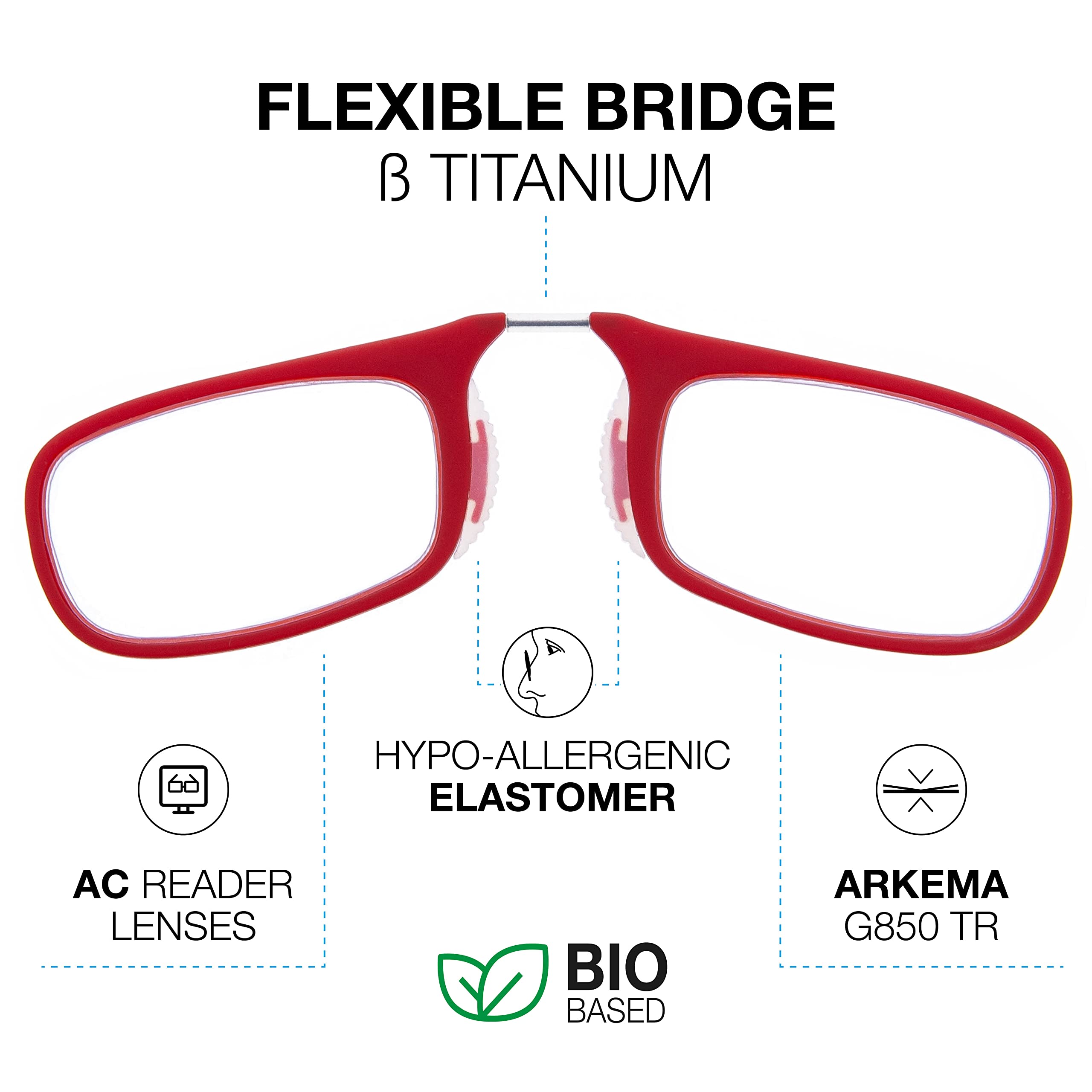 DIDINSKY DIMOMA Reading Glasses Without Temples, Graphite, 2.5 - Image 2