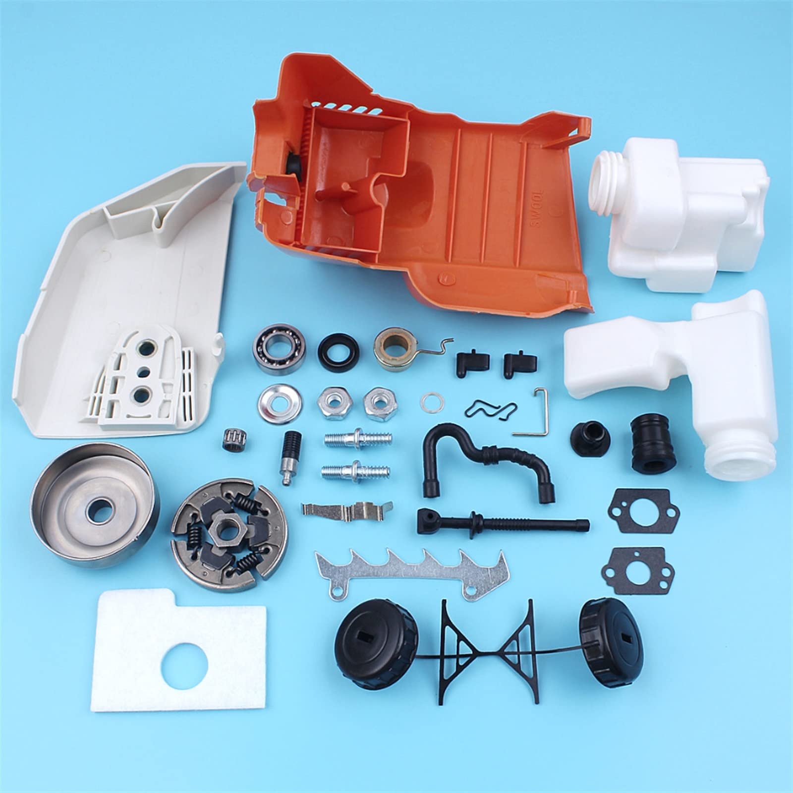 Cubierta de piñón de Embrague, Tambor de Embrague, Filtro de Aire y Combustible, Kit de Tapa de Tanque Apto for Motosierra Stihl 017 018 MS170 MS180 con Engranaje Wrom de espárrago de línea