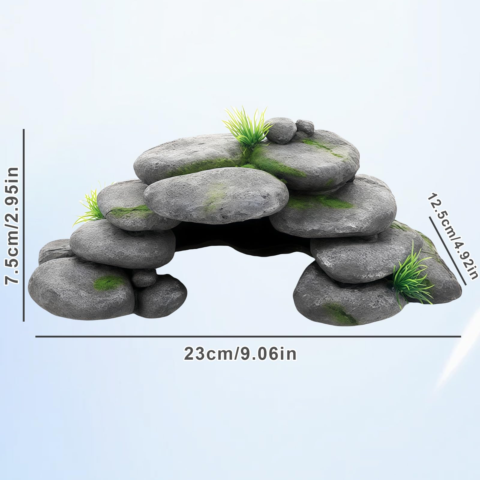 Decorazione per acquario, grotta con erba verde, decorazione per acquario, grande, decorazione per acquario, nascondiglio in resina, per tartarughe, Axolotl, gamberetti, pesci