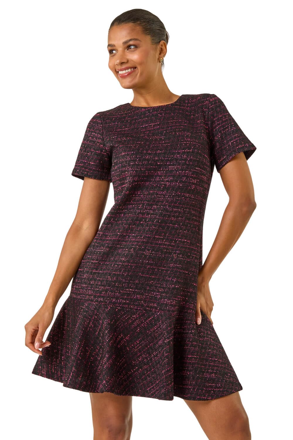 Roman Women's Textured Frill Hem Short Dress in Red | Size: 16