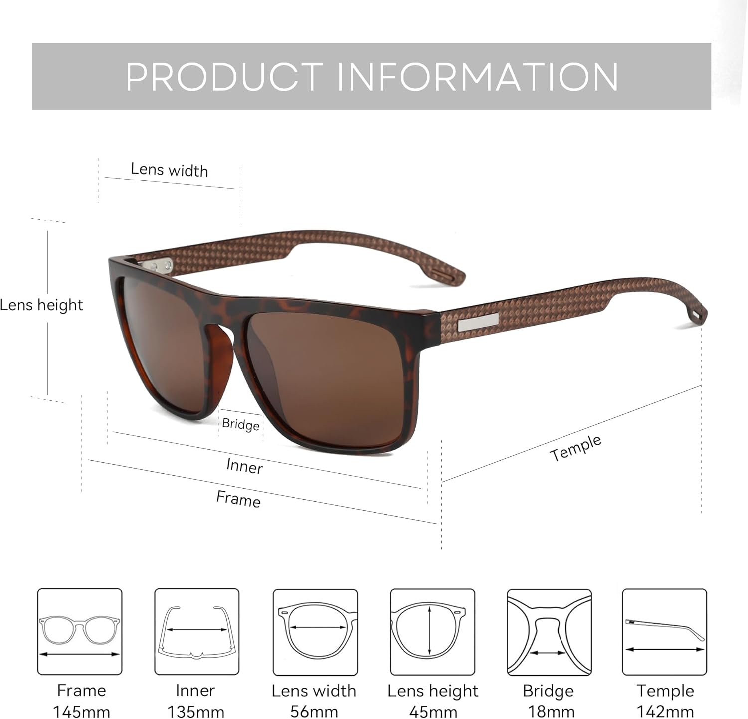 ZENOTTIC Polarized Sunglasses Men Square: Unbreakable TR90 Frame Carbon Fiber Temple UV400 Protection Sun Glasses for Driving - Image 3