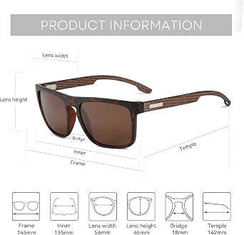 ZENOTTIC Polarized Sunglasses for Men, Lightweight TR90 Square Frame, UV400 Protection, 2 Pack