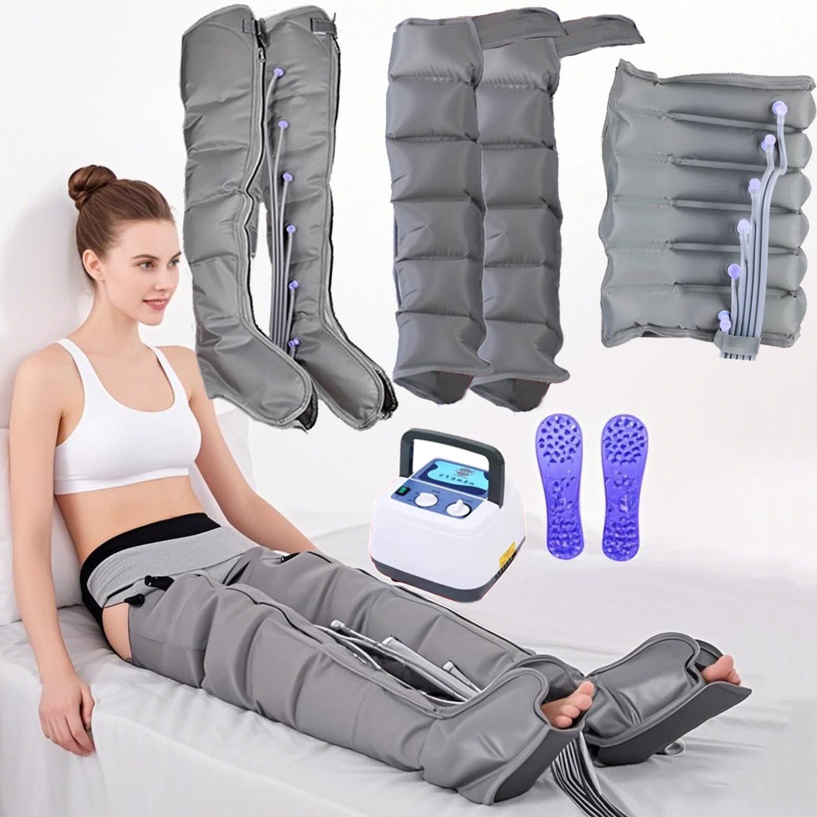 Massaggiatore a compressione d'aria, stivali per pressoterapia, drenaggio linfatico, dispositivo per massaggi, piedi e gambe stanche, massaggio e rilassamento, efficienza professionale