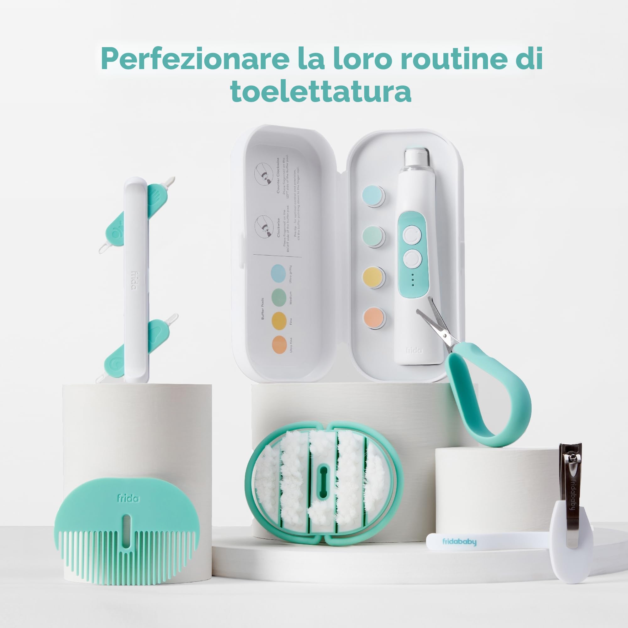 Frida Baby - Naso 3 in 1 per neonati e bambini piccoli, pulitore per orecchie per bambini, pulitore per orecchie e strumento per unghie per neonati e bambini, pulizia sicura per bambini, cera