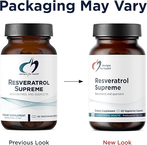 Miniatura 4 de Designs for Health Resveratrol Supreme - Trans Resveratrol de Knotweed japonés + quercetina - Envejecimiento saludable + suplemento de apoyo