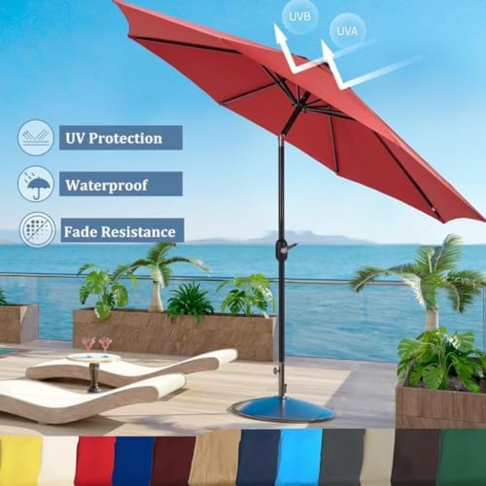 Parasol 6/8 Bras, Housses Pour Parasols de Jardin, 2/2,3/2,5/2,7/3/3,50 Mètres, Convient Pour Terrasse, Balcon, Piscine, Jardin