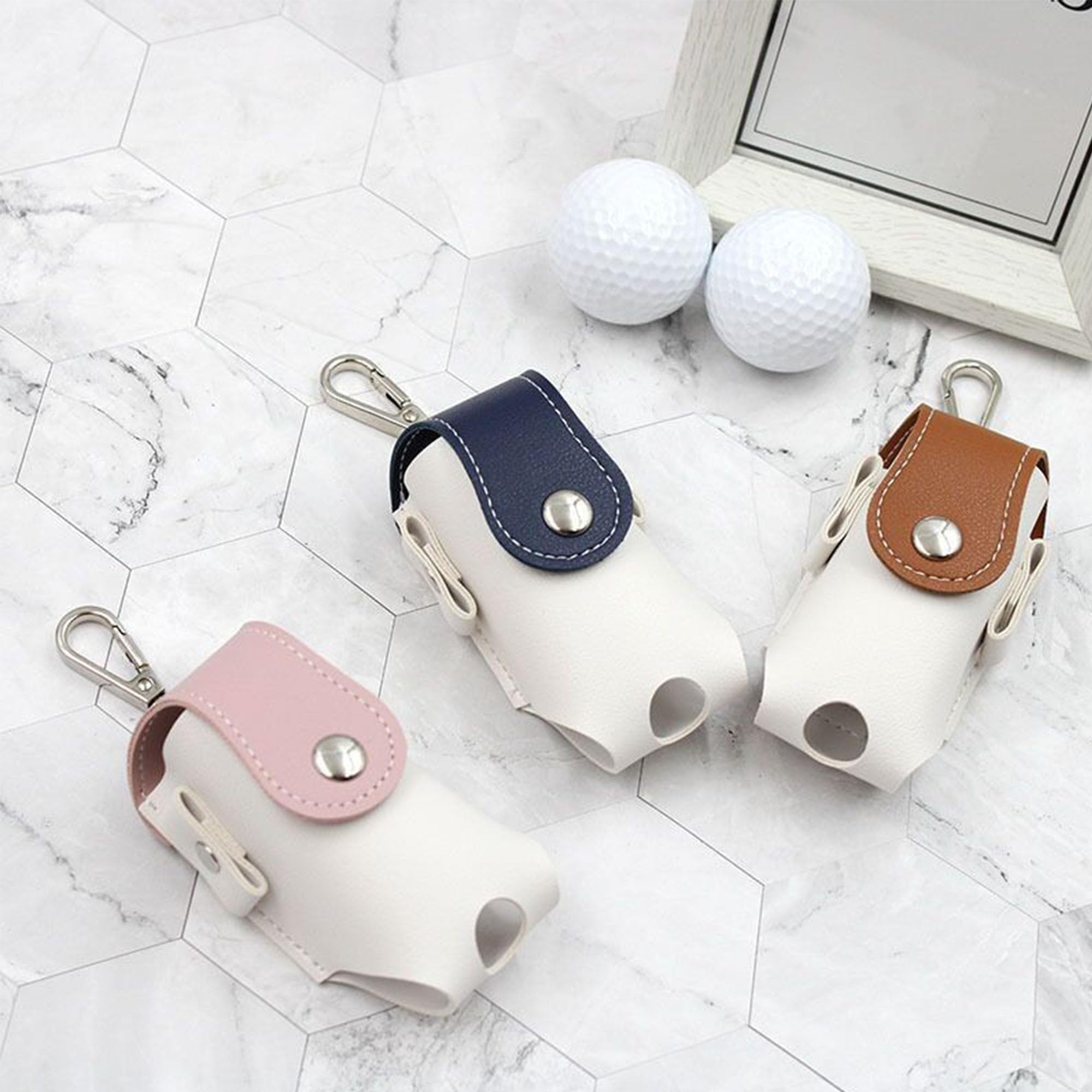 Marsupio in pelle per palline da golf, mini borsa protettiva per palloni da golf, borsa da golf con clip sospesa, per allenamento di golf, tempo libero