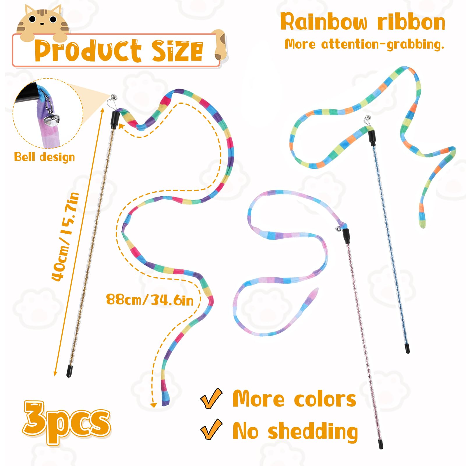 3 PCS Interactive Cat Rainbow Wand Toys - Image 2