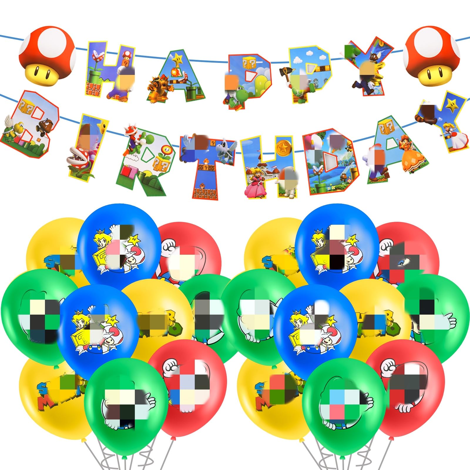 21Pcs Theme Party Decorations Happy Birthday Decorations, Super Happy Birthday Banner Colourful Latex Balloons, Kids Birthday Party Decorations, Party Decorations Supply for Boys Girls — image 1