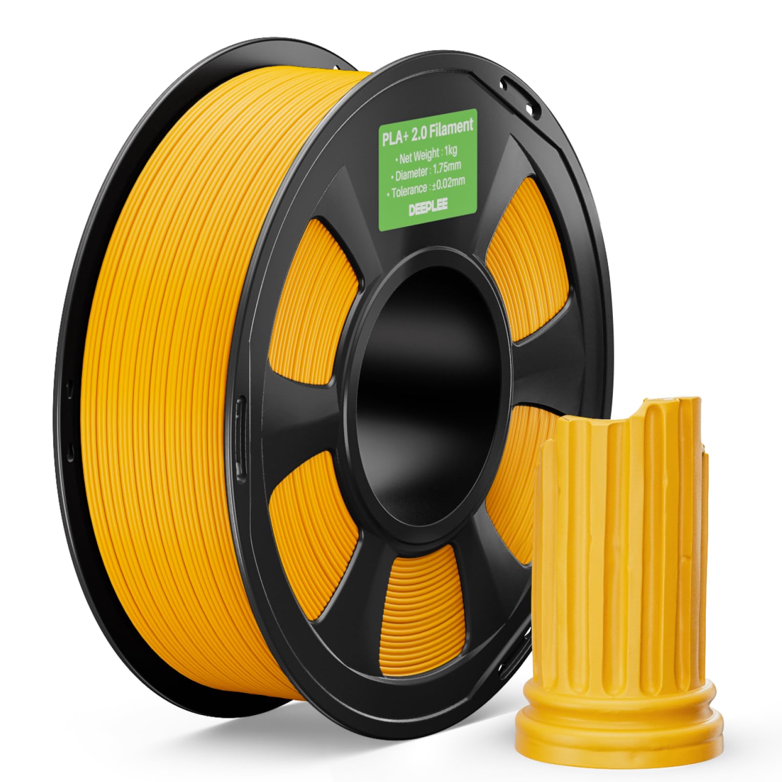 Filamento DEEPLEE PLA+ 2.0 Giallo Girasole 1KG, Materiale Aggiornato per Stampanti 3D PLA+ 1.75mm Compatibile con la Maggior Parte delle Stampanti FDM.