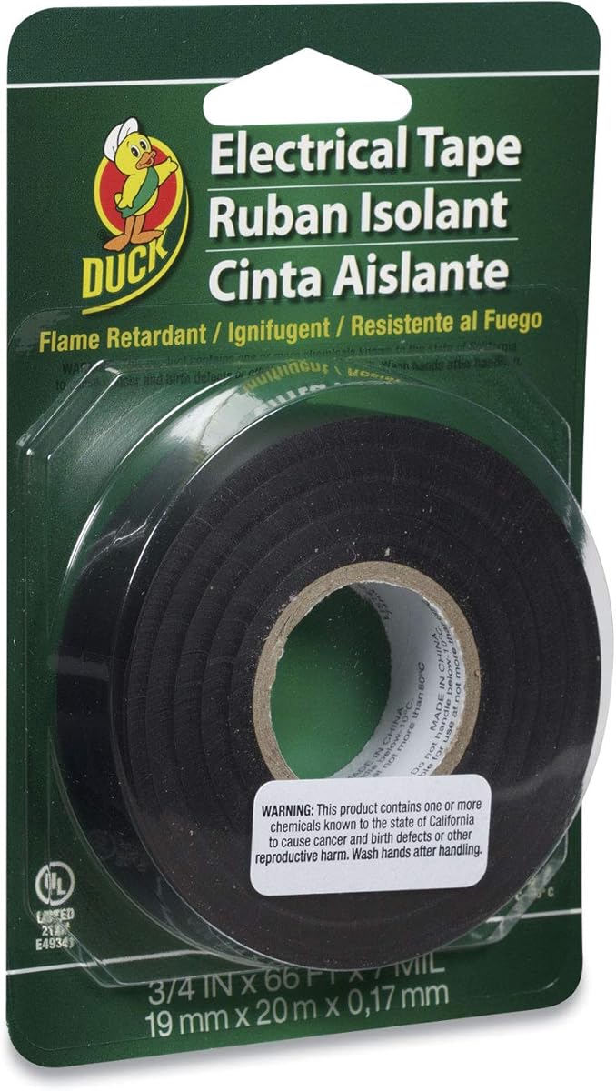 Duck Brand Professional Electrical Tape, 0.75-Inch by 66-Feet, Single Roll, Black (551117)