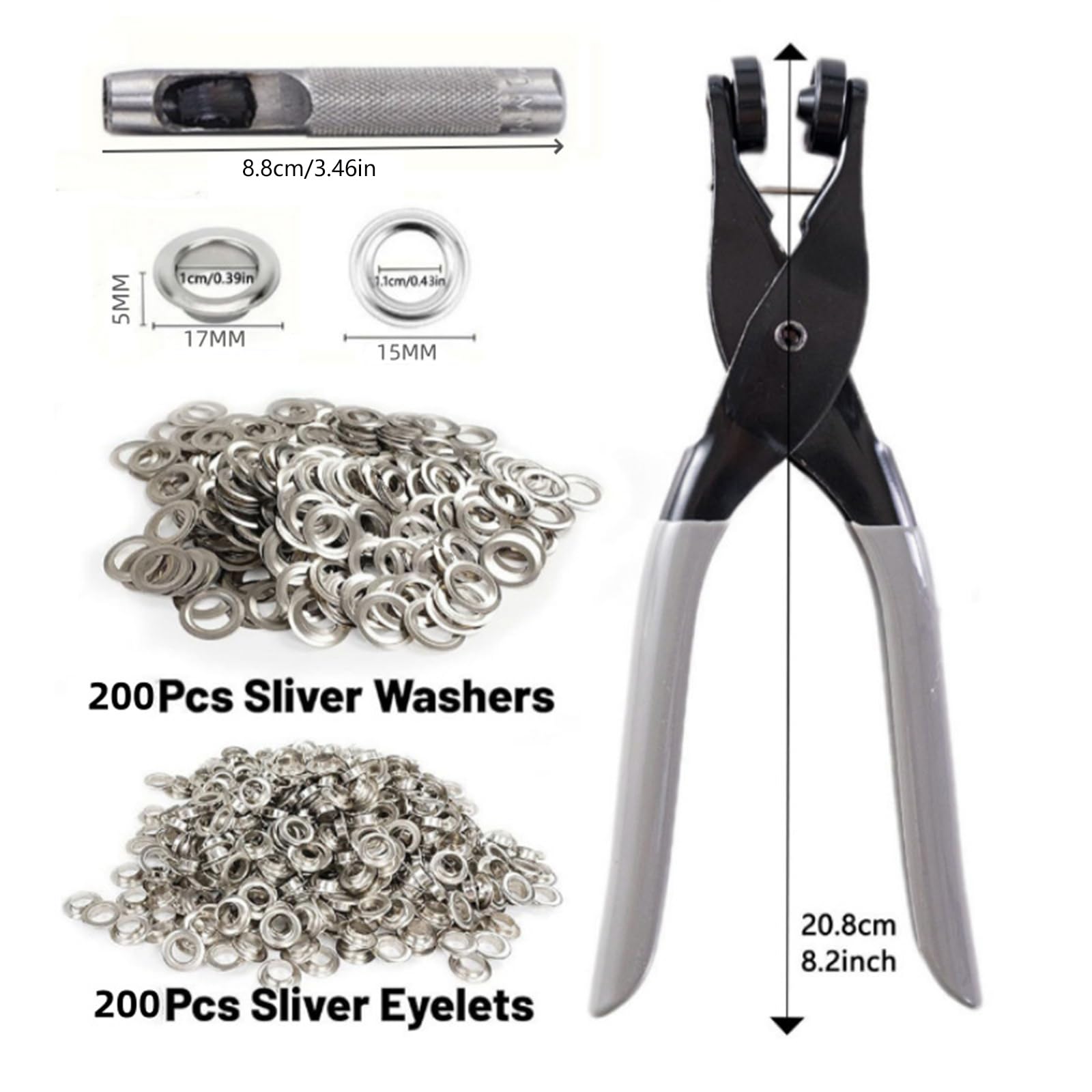 Pinze professionali per occhielli in metallo, per tessuto, pelle, diametro interno 10 mm, pinze per occhielli complete