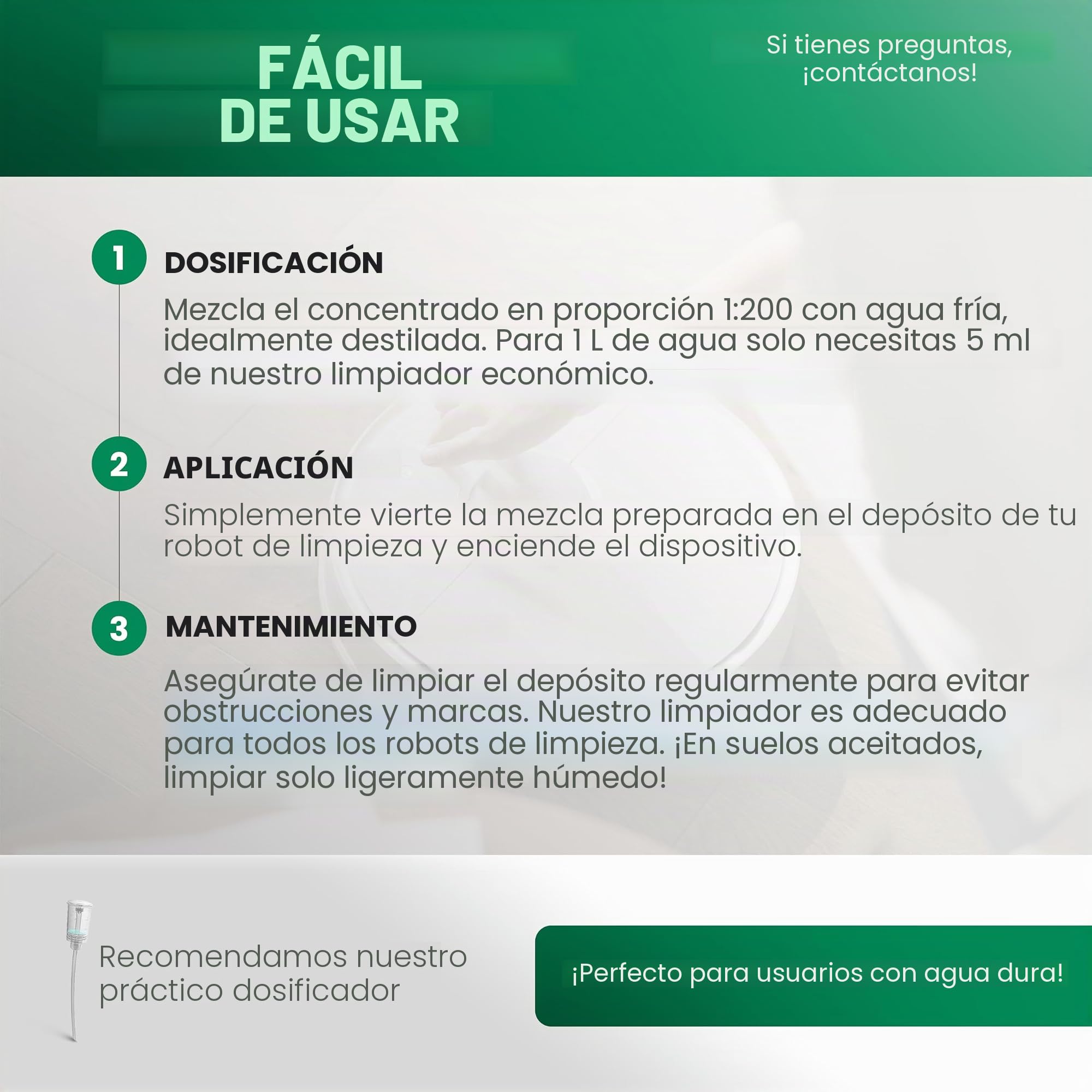BiOHY Limpiador de suelos para robot limpiador estación con aroma primaveral (2 x 1 litro) + dosificador, detergente concentrado para todos los robots limpiadores y aspiradores con función húmeda,