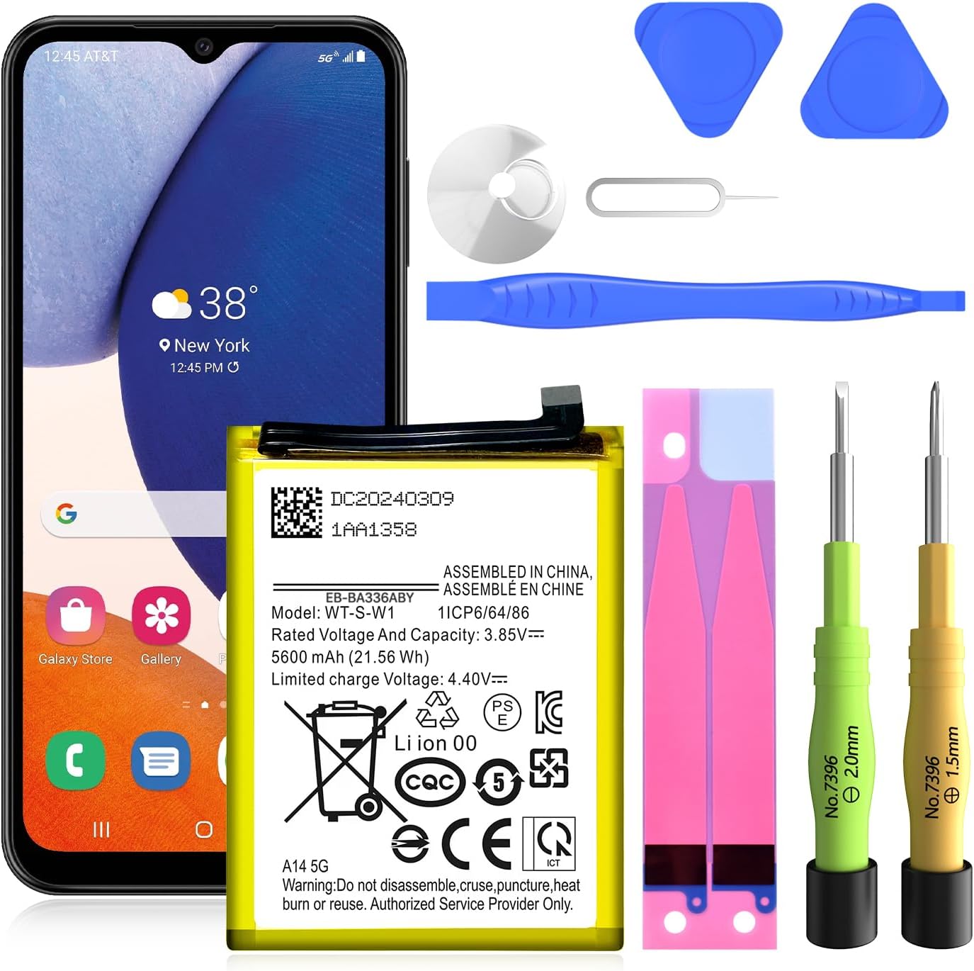 SHENMZ Replacement Battery for Samsung Galaxy A14 5G 5600mAh - Compatible with SM-A146U/A146U1/A146W/S146VL/A146M/WT-S-W1 - Includes Repair Tools
