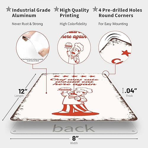 Miniatura 2 de VIOTTE Funny Metal Sign Funny Chef Diner Retro Poster Wall Art Tin Signs For Home Man Cave Office Bedroom Wall Decor 8x12inch