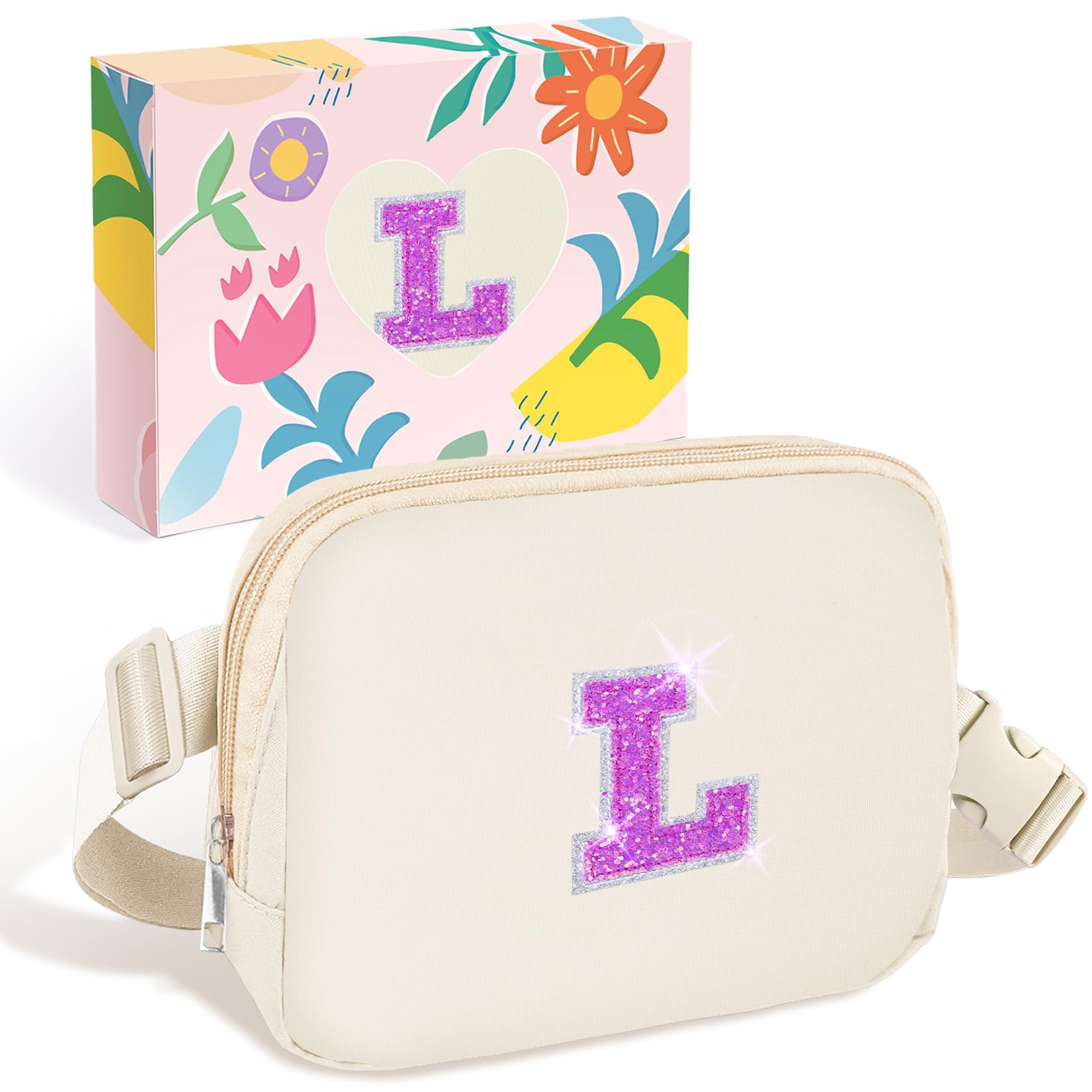 COSHAYSOO Initial Letter Fanny Pack for Girls Personalized Christmas Birthday Gifts for 6 7 8 9 10 11 12 Year Old Teen Girl, Girly Fashion Crossbody