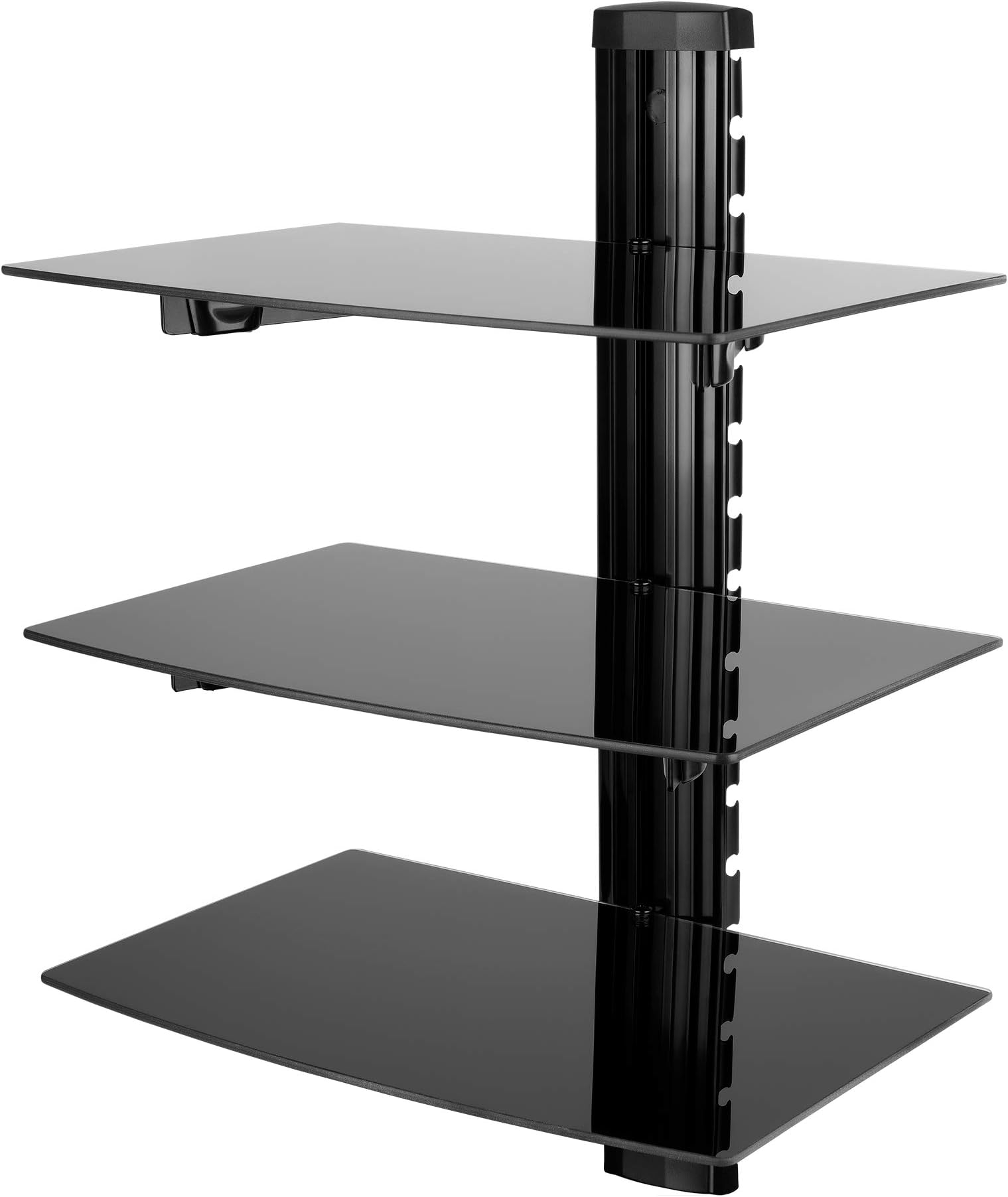 Nemaxx DV03 Media Bracket Wall Mount to Store Your HiFi- DVD Blueray Game Consoles- 3 Shelf Made of Safety Glass