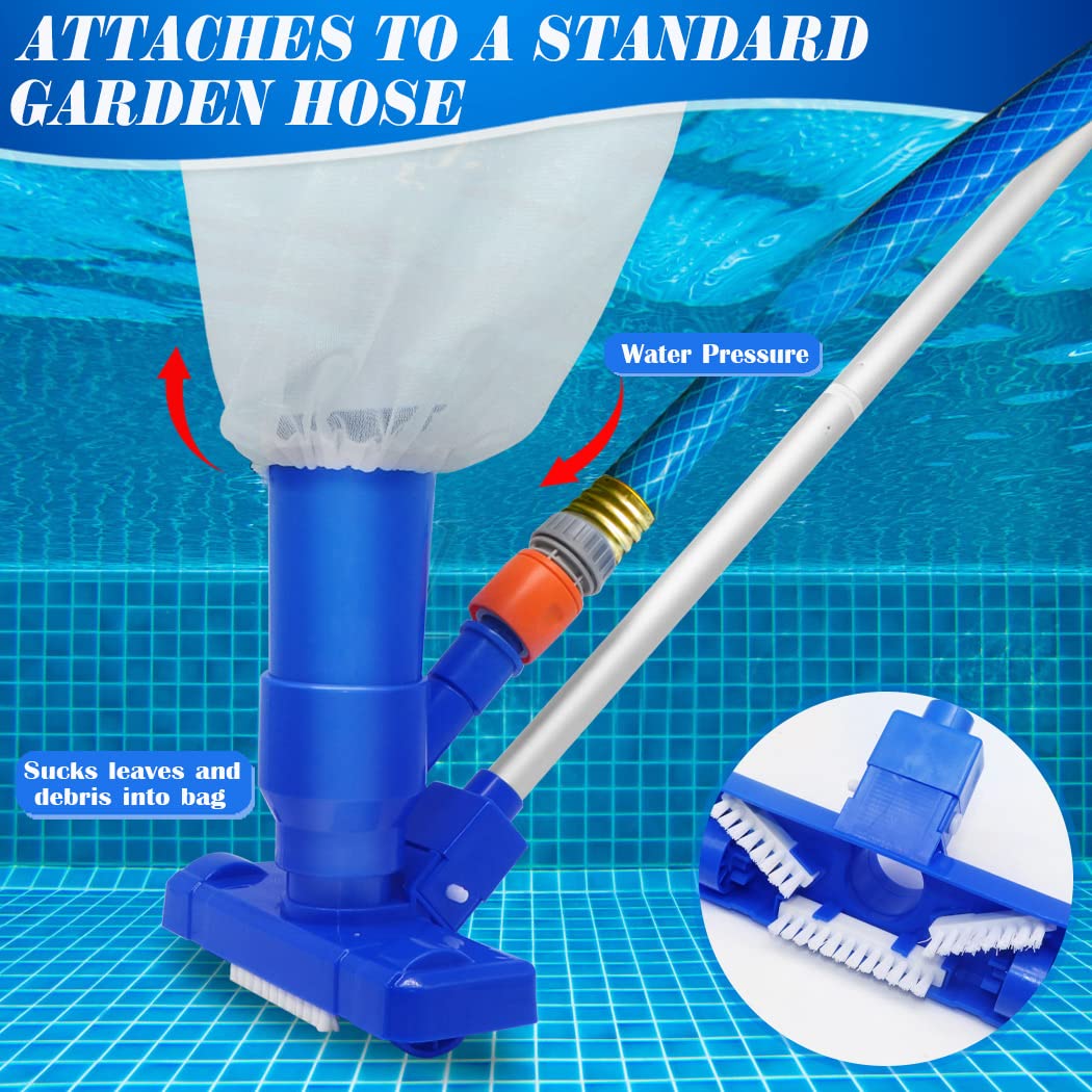Idota Poolreinigung Bodensauger, Poolsauger Staubsauger, Poolsauger Vakuumsauger Staubsauger Tragbares mit Bürste für Schwimmbad, Brunnen,Teich, Whirlpool, Bad und Spa