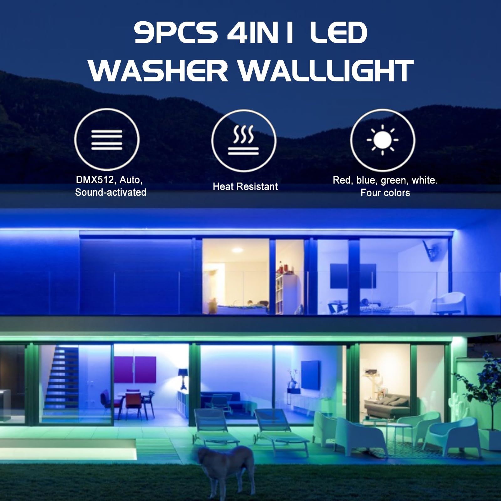 WECAN Wall Washer, striscia luminosa LED DJ 9 x 4 W RGBW DMX con telecomando, illuminazione per feste musicale, confezione da 2