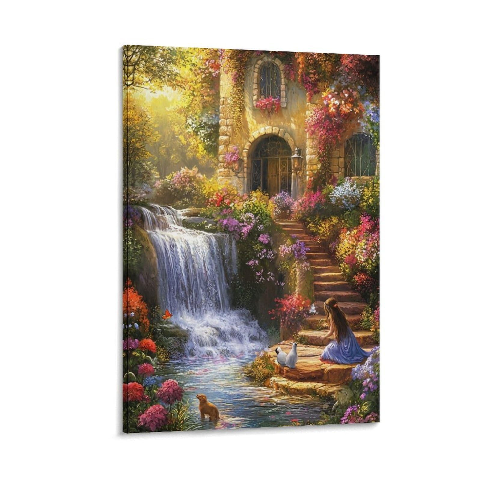 DHBANEIOK Fantasy Cottage Garden Poster Artwork Giclee Canvas Prints Modern Wall Art Picture Wall Hanging for Living Room Bedroom Home Decorations 20x30inch(50x75cm)