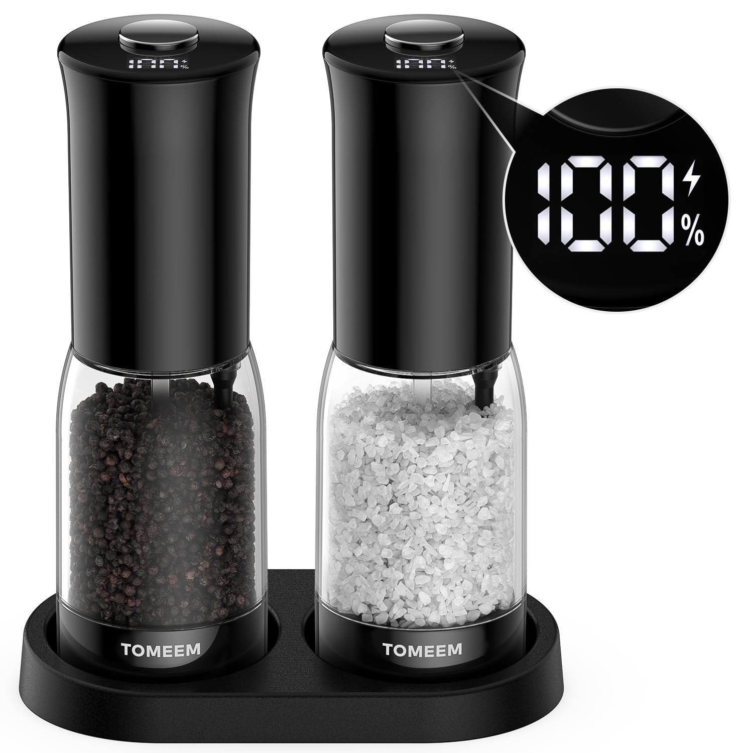Amazon.co.jp: TOMEEM 電動ミル 電動ペッパーミル ソルトミル LED 残量