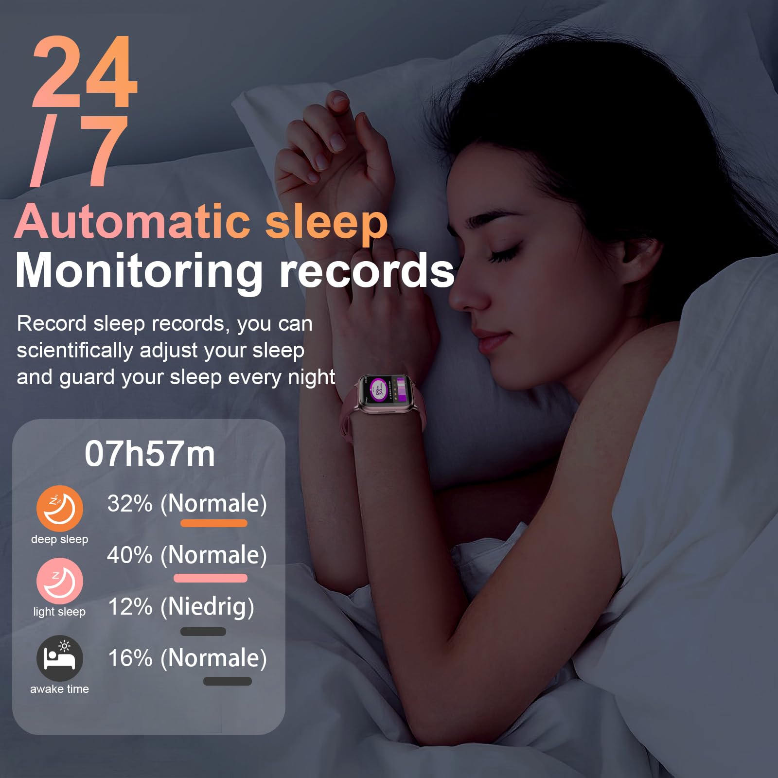 Smartwatch donna, 1,83" Smart watch con funzione telefono/24H Cardiofrequenzimetro/Fisiologia Femminile Sonno, SpO2 113+Sportive Orologio Contapassi, IP68 Fitness trackerper Android iOS (Pink Gold)