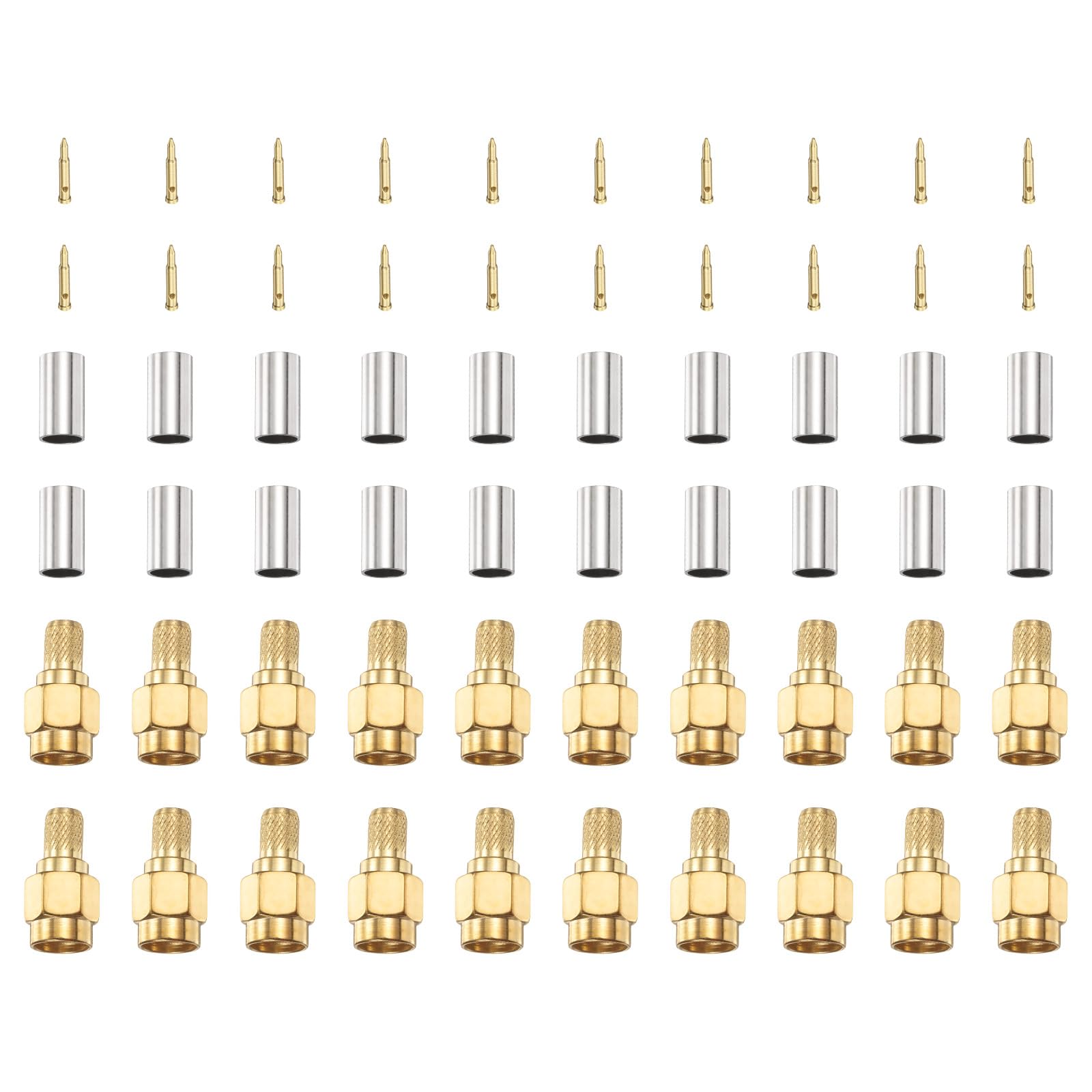 MECCANIXITY SMA Male Crimp Connector,20 Pcs Straight Plug Crimp RF Connector SMA-J-3 for RG58 RG142 RG400 LMR195 Coaxial Cable