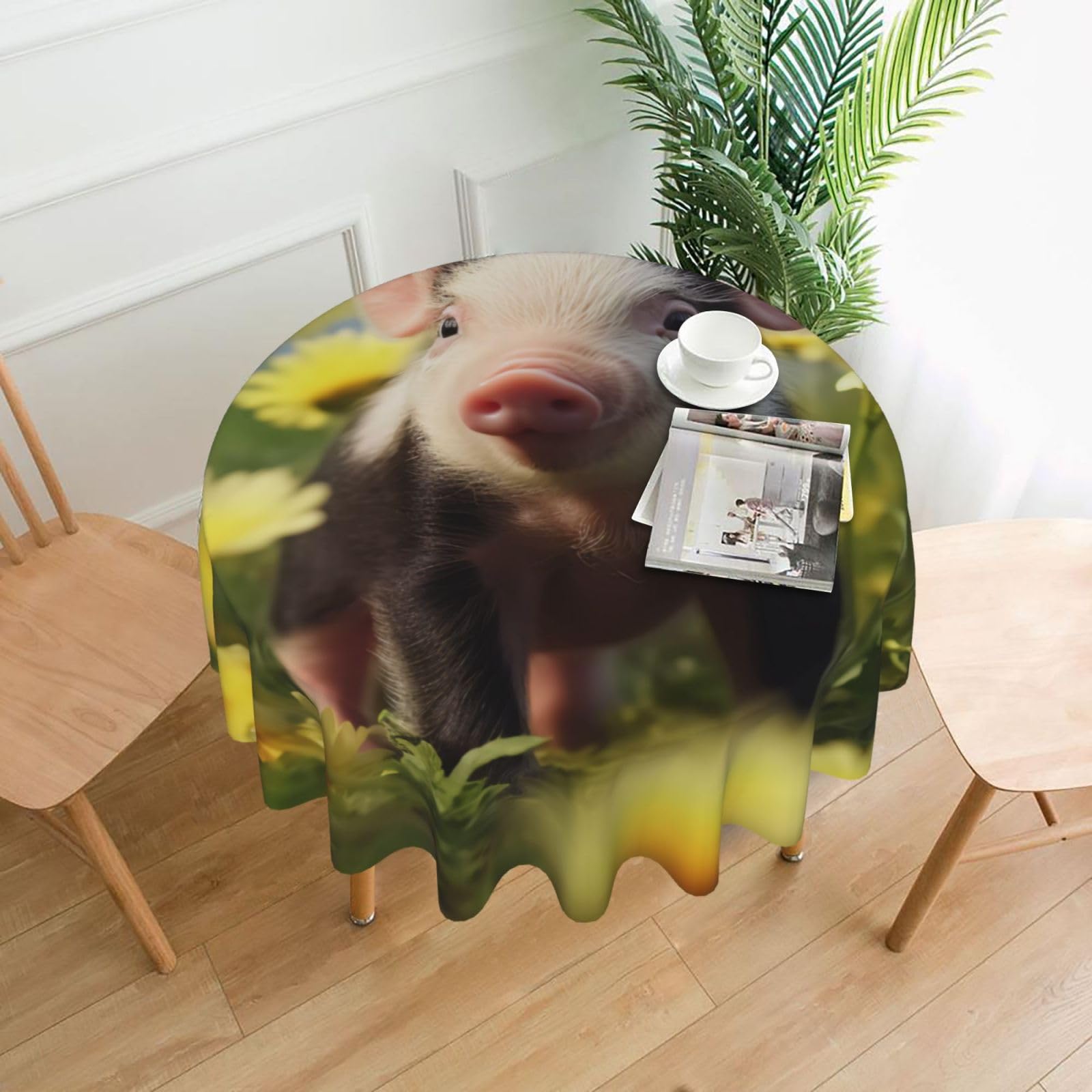 Nappe Le Petit Cochon dans la Fleur 60 pouces déco table de fête