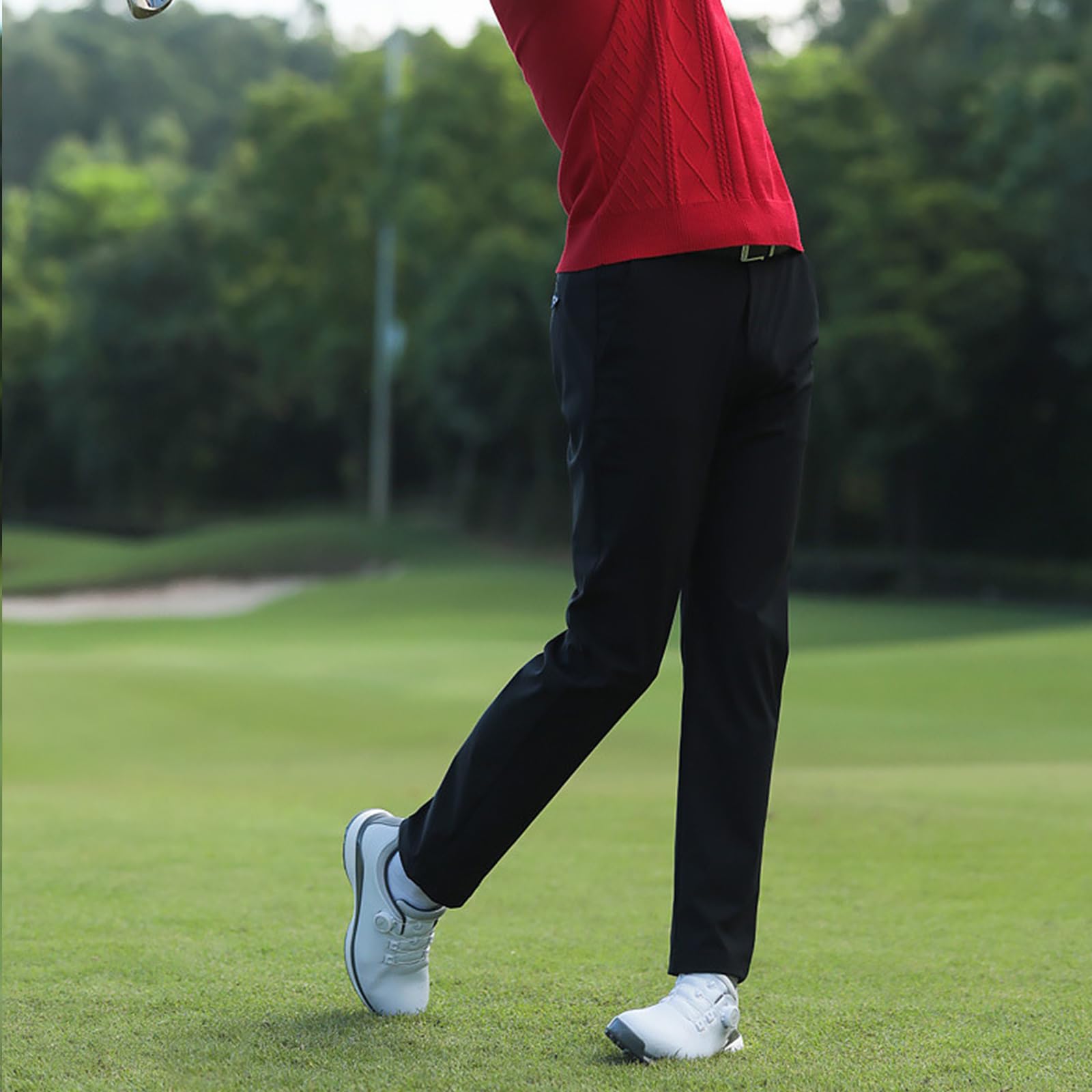 FGRID Męskie spodnie golfowe Slim-Fit Stretch, letnie lekkie spodnie dresowe, spodnie podróżne, szybkoschnące spodnie robocze do gry w golfa,Black,M