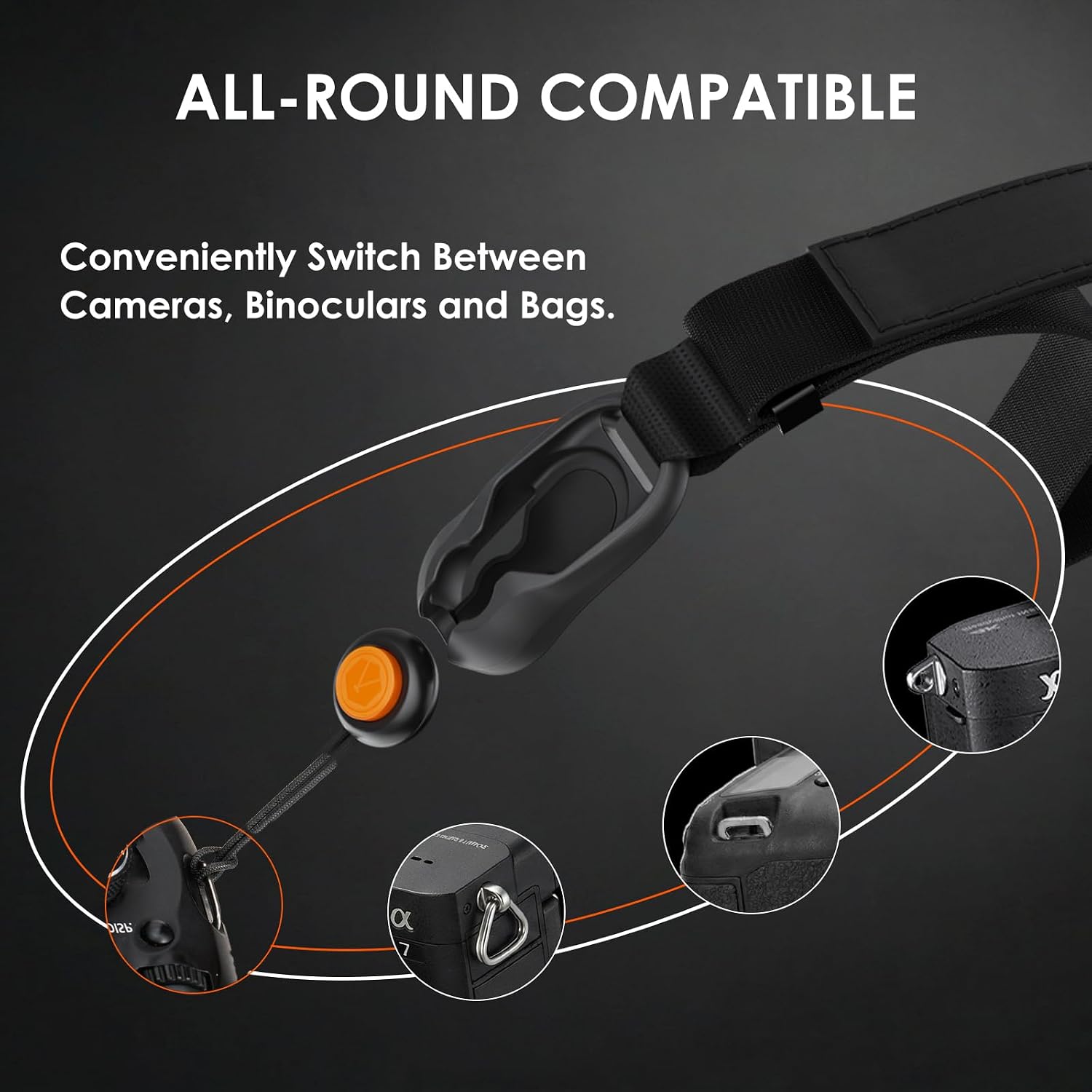 TARION Quick Release Magnetic Camera Wrist Strap Magislide, Black