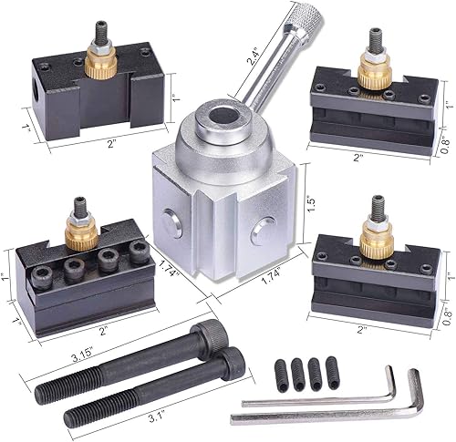 Miniatura 3 de Conjunto de poste de herramienta de cambio rápido de cuerpo de aluminio para mini máquina de torno