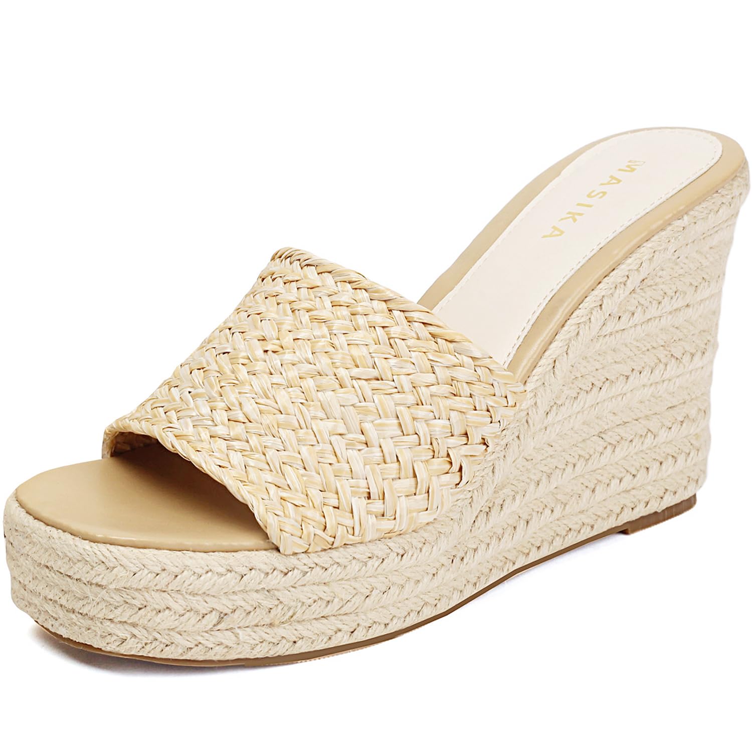 women's sandals, comfortable wedge-shaped platform shoes, woven surface high heels, summer beach slippers.