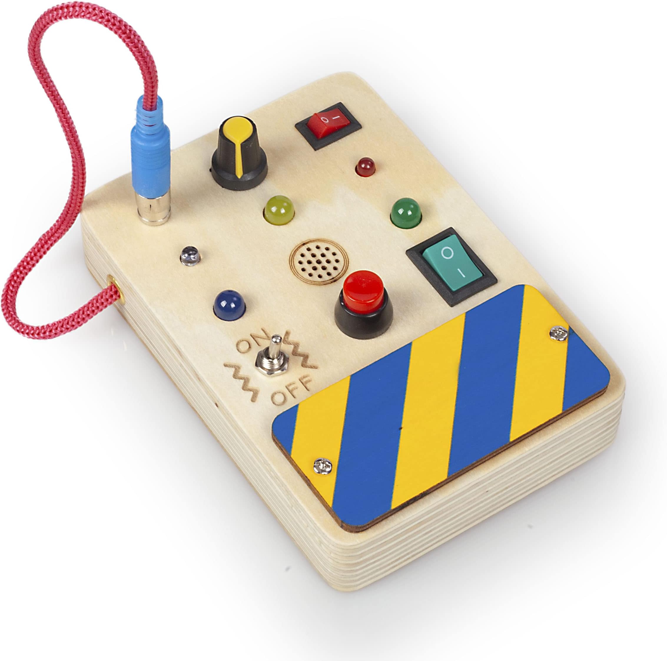 Montessori Busy Board LED Light Switch Toy Wooden Sensory Toys for Toddlers Activity Board Spaceship Control Panel - Educational Learning Fidget Toy Travel Toys (Vet PAD PRO)