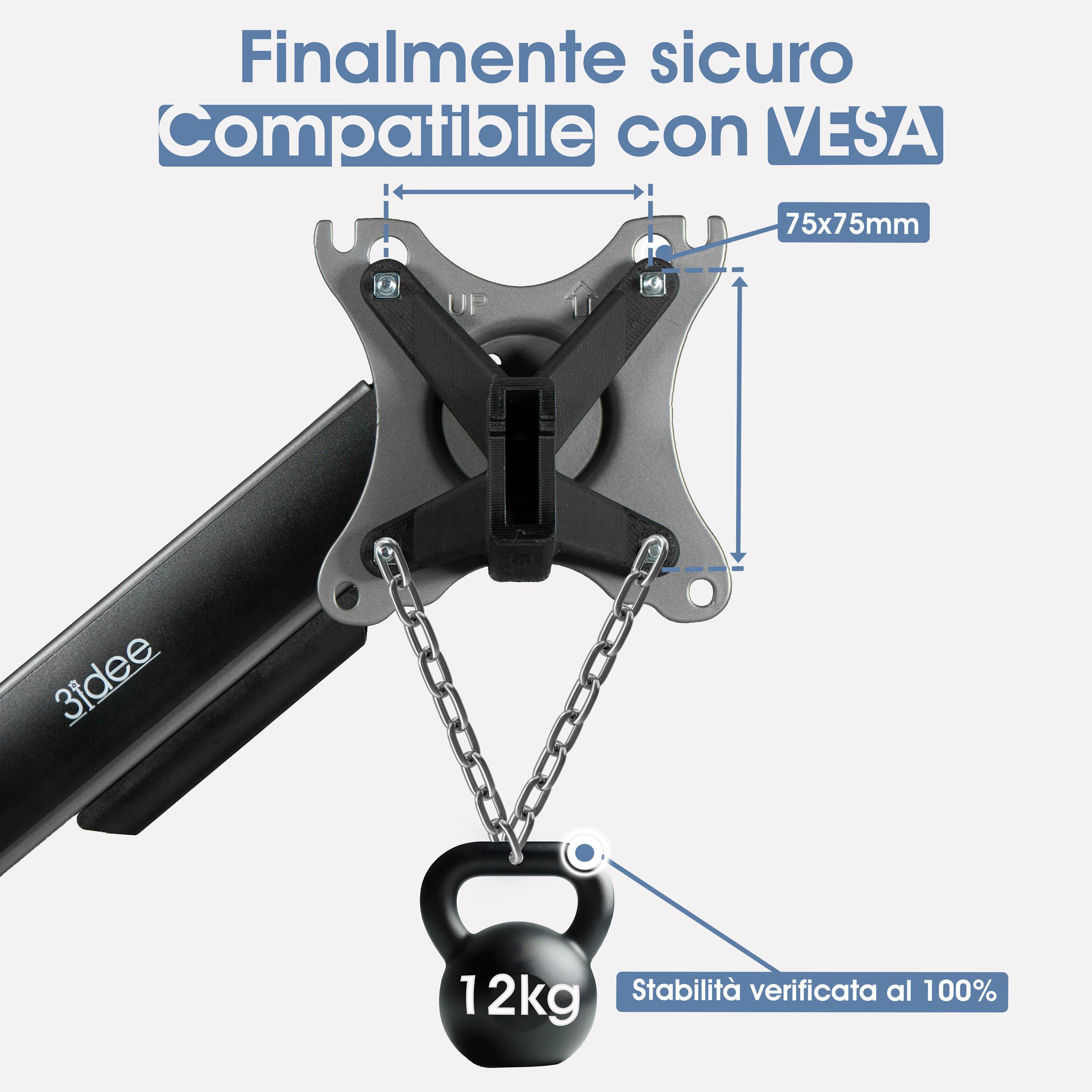 Adaptador VESA 3IDEE compatible con el ordenador todo en uno de HP (ProOne 440 G9, 24-f0006ng) – 75 x 75 mm, para monitores sin conexión VESA